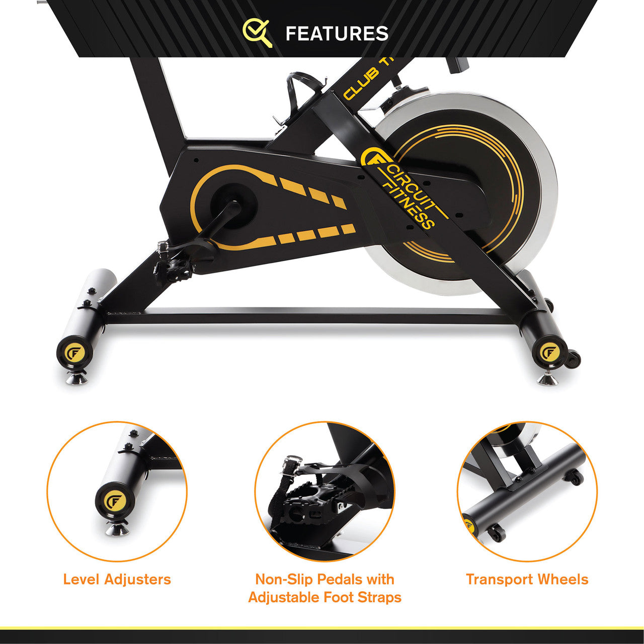 Circuit Fitness AMZ 955BK Indoor Cycling Bike with 40 lbs Flywheel - Heavy Duty Exercise Bike for Home Gym & Cardio Workouts - Perfect for Spin Classes, Weight Loss & Fitness Training
