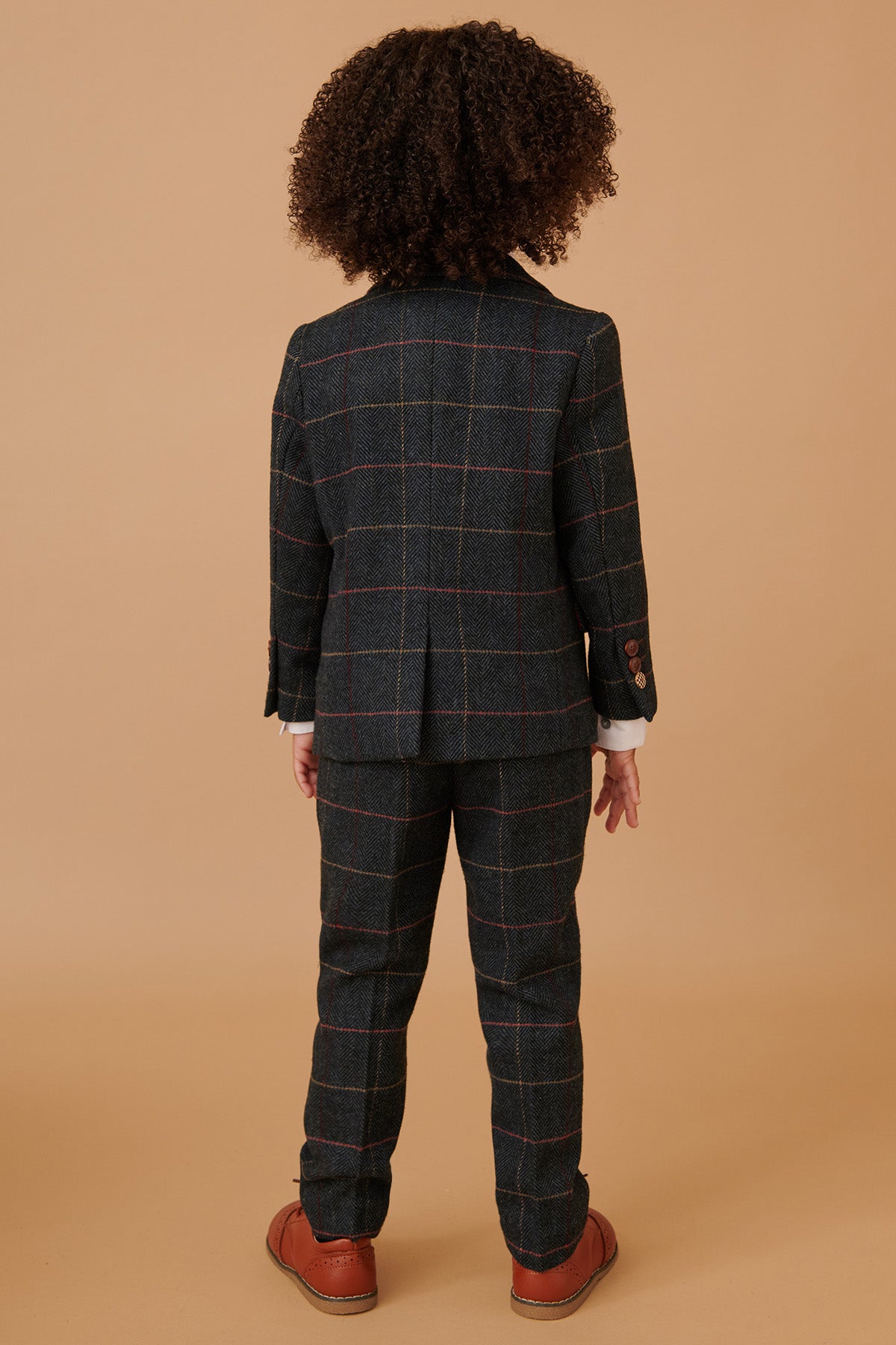 ETON Kids Navy Blue Tweed Check 3-Piece Suit for Boys - Formal Occasions, School Events & Family Photos