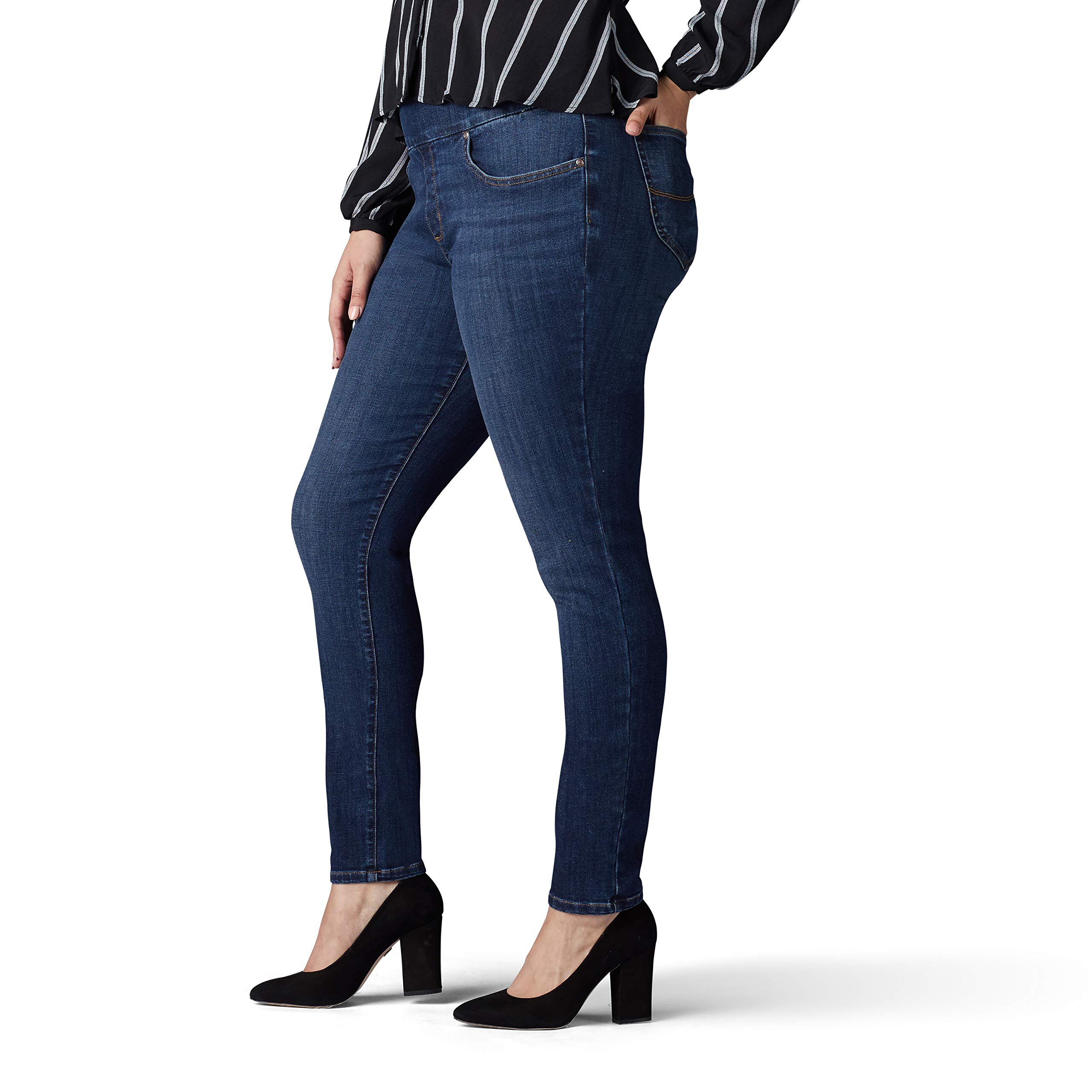 Lee Women's Plus Size Sculpting Slim Fit Skinny Leg Pull-On Jeans - Comfortable Stretch Denim for Work, Casual & Everyday Wear