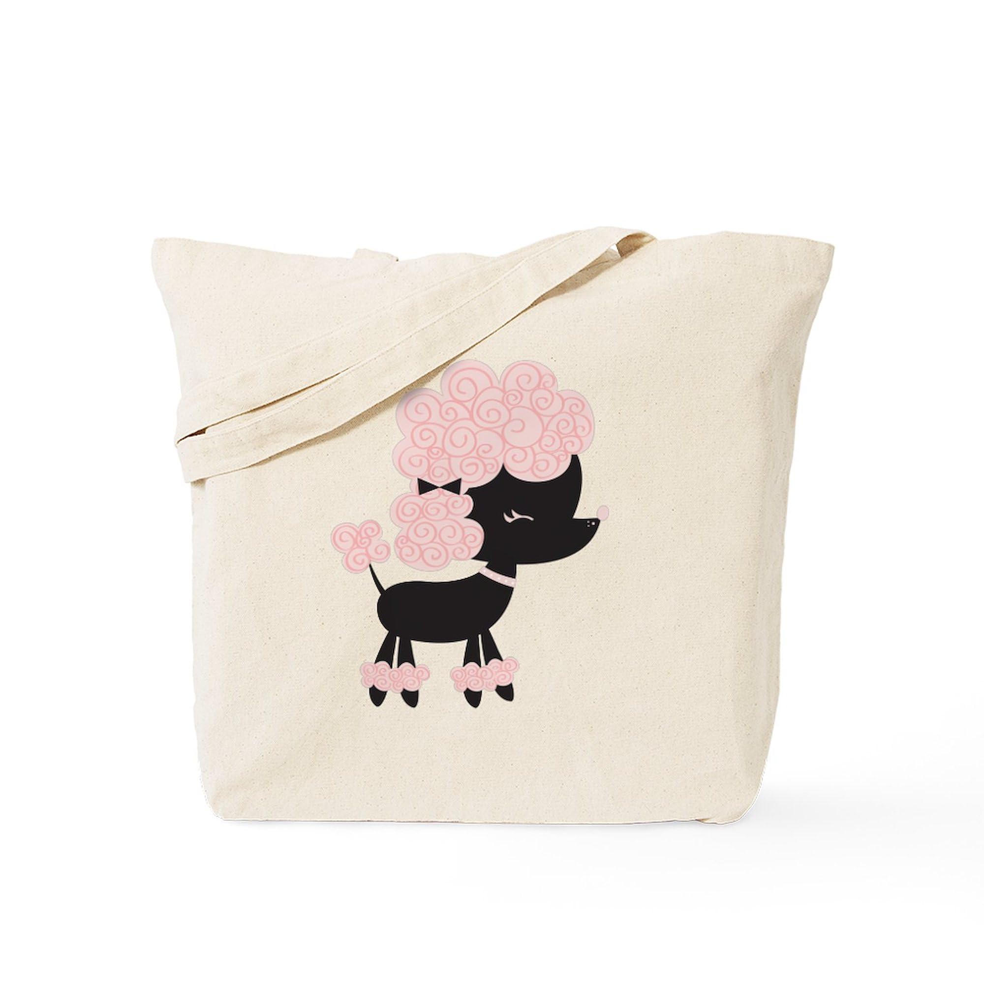 French Poodle Tote Bag - Natural Canvas Reusable Shopping Bag for Women | Eco-Friendly Grocery Tote, Beach Bag & Everyday Carry | Cute Dog Lover Gift