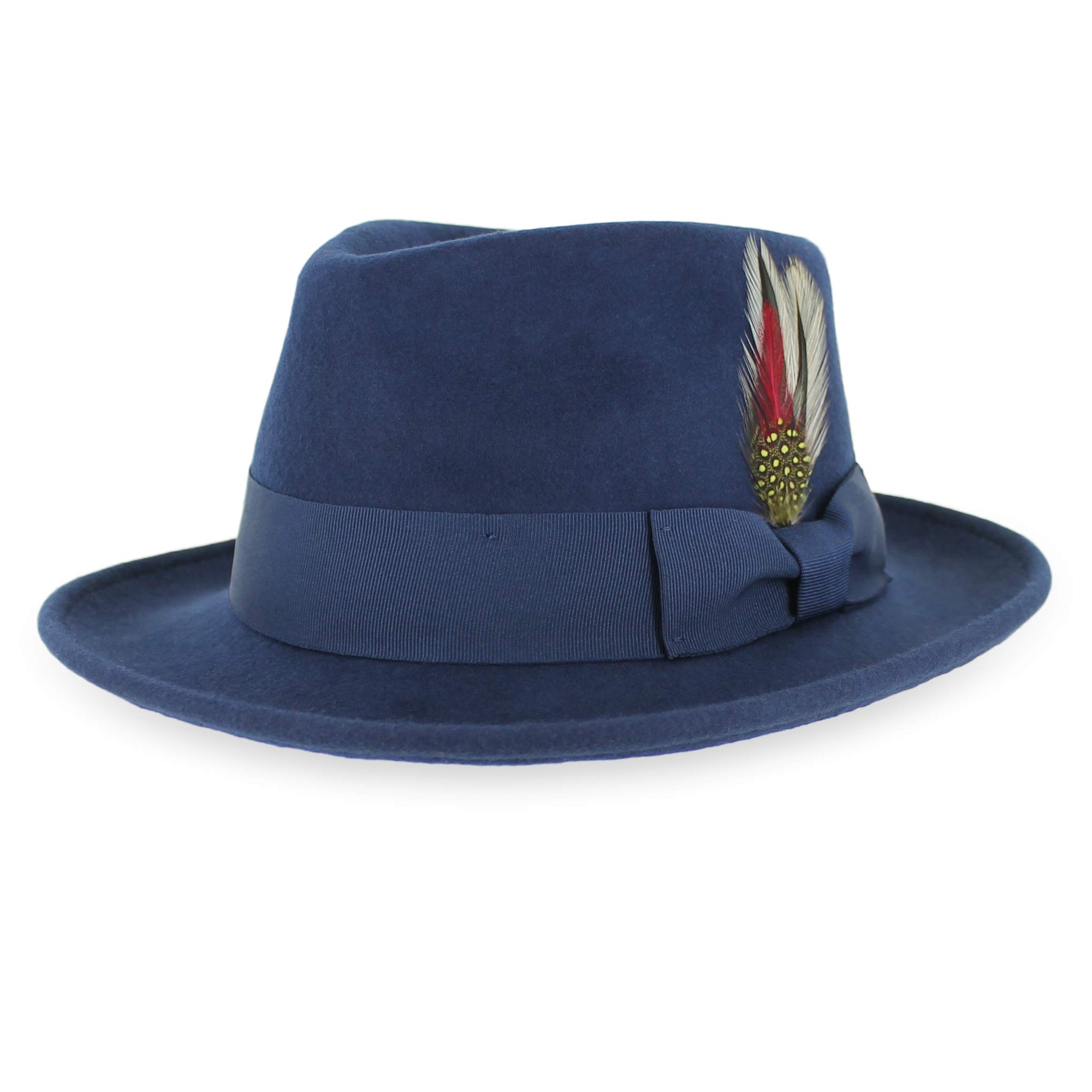 Wool Crushable Fedora Hat for Men - Black, Grey, Navy, Brown - Perfect for Outdoor & Casual Wear