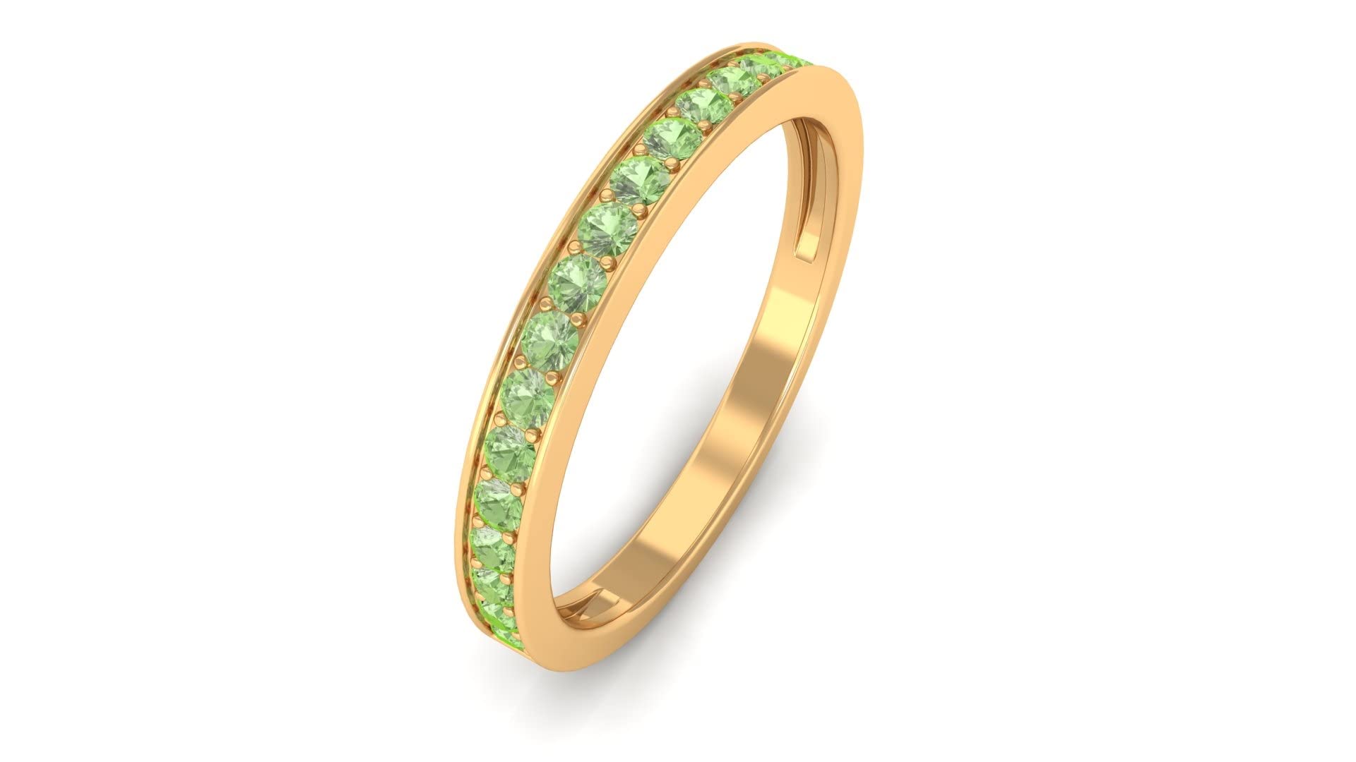1/4 CT Channel Set Green Sapphire Ring - Unisex 14K Solid Gold Stackable Band, September Birthstone Jewelry for Women & Men - Perfect for Stacking, Gifts, and Everyday Wear