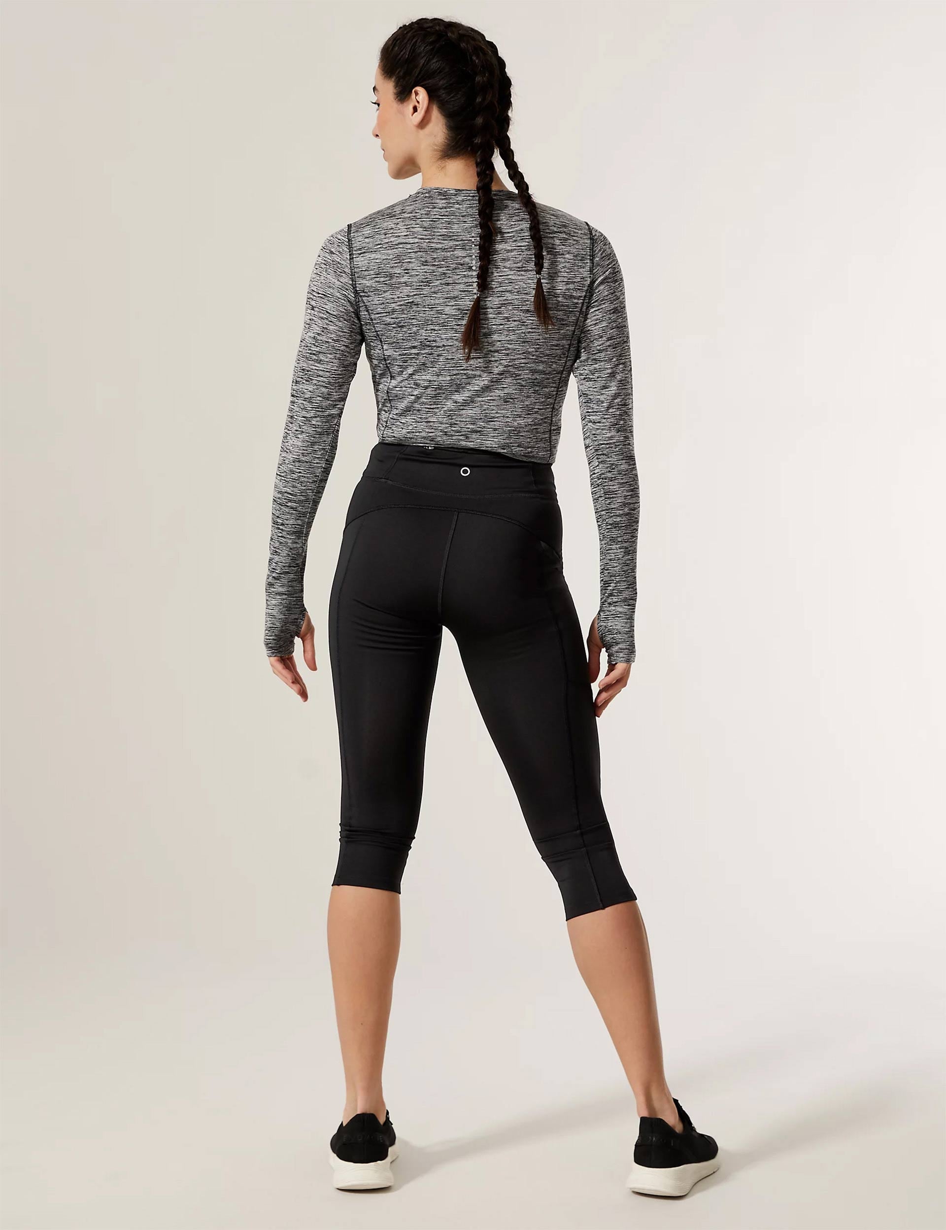 Go Move High-Waisted Cropped Gym Leggings for Women - Black - Workout, Yoga & Running - Comfortable & Stretchy Activewear