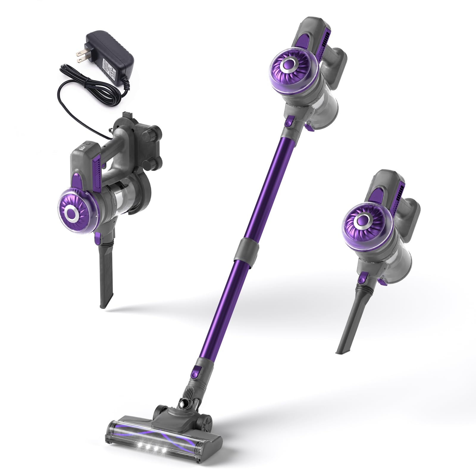 Powerful 45KPA 550W Cordless Vacuum Cleaner - Rechargeable Stick Handheld Vac for Pet Hair, Hardwood Floors & Home Cleaning | Lightweight Portable Household Vacuum (Purple) | Perfect for Quick Cleanups & Pet Owners