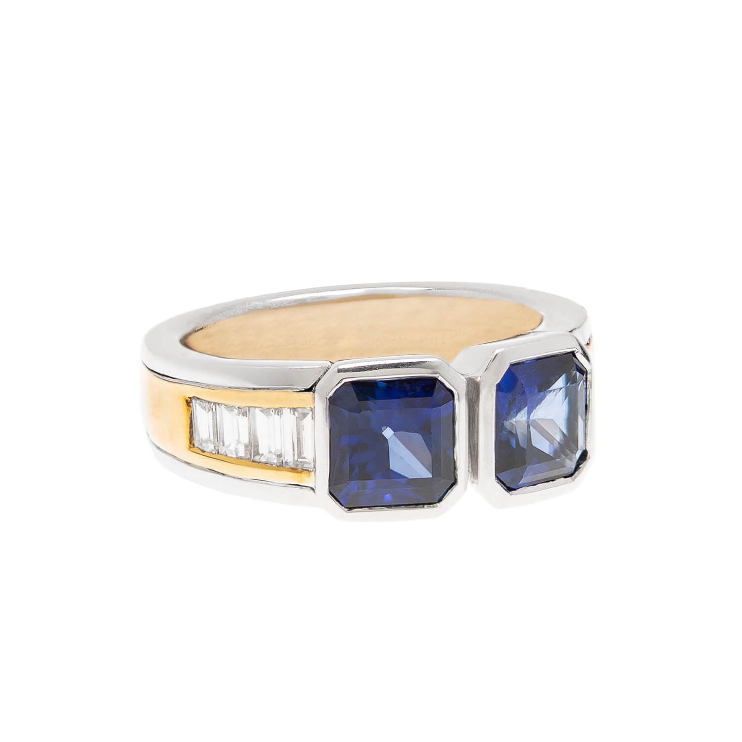 18k Gold Sapphire and Diamond Ring for Women - Vintage HANS D. KRIEGER Estate Jewelry - Elegant Engagement, Wedding, or Anniversary Gift