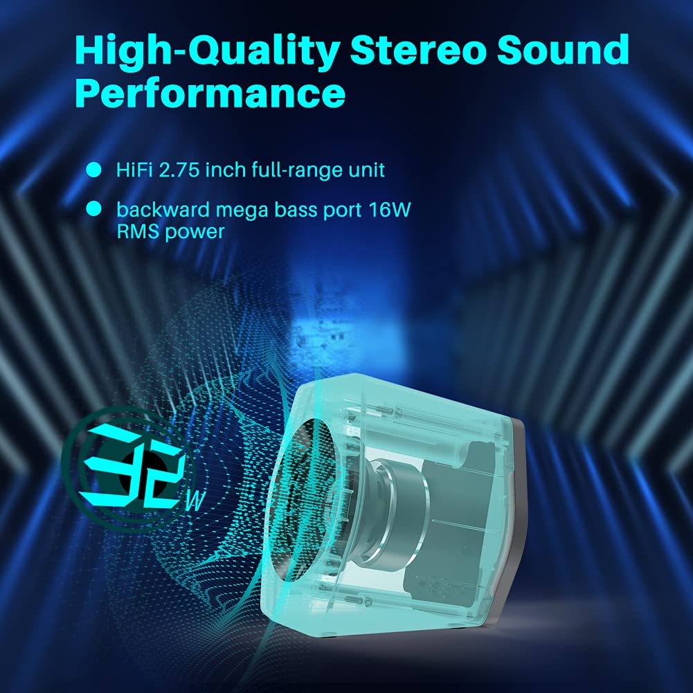 G2000 32W PC Gaming Speakers with Woofer - Bluetooth, USB, 3.5mm AUX Input, RGB Lights for Desktop, Laptop, Mac - White Multimedia Computer Speakers for Gaming, Music & Home Theater Setup