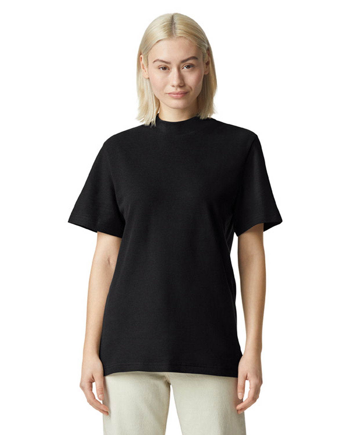American Apparel 1PQ Unisex Mockneck Pique T-Shirt | Comfortable Cotton Crewneck Tee for Men & Women | Perfect for Casual Wear, Layering & Everyday Outfits