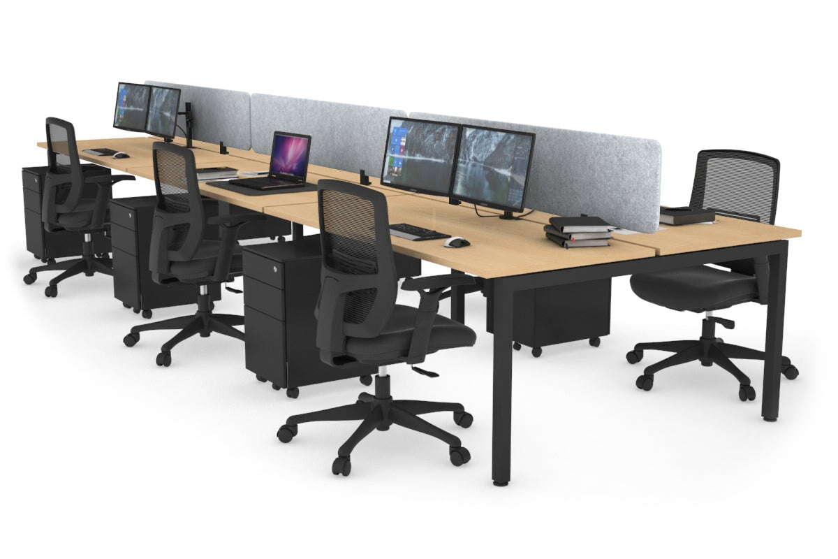 Quadro Square Legs 6-Person Office Workstation Desk [1200L x 700W] - Modern Office Furniture for Collaborative Workspaces & Team Meetings