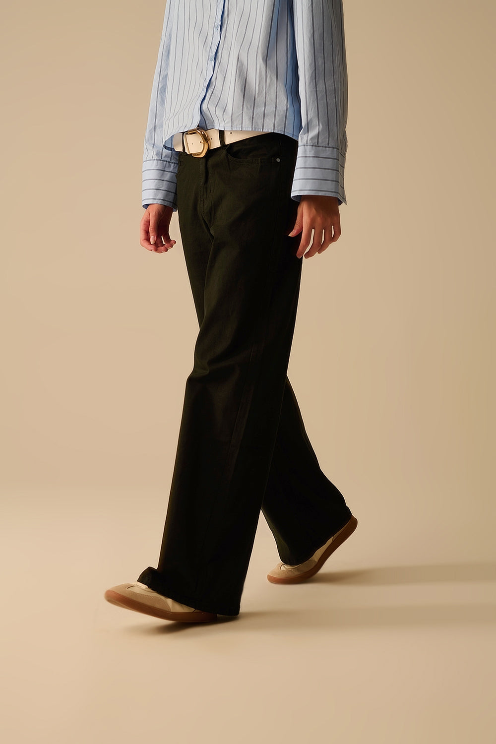 Black Wide Leg Trousers for Women - High Waist Straight Pants for Office, Casual & Evening Wear