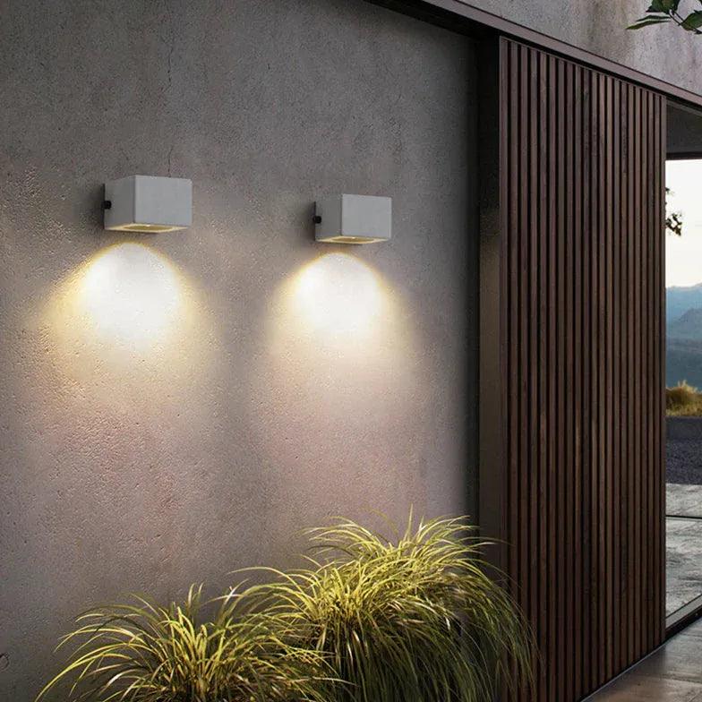White Square Outdoor Up and Down Wall Lights - Modern LED Exterior Lighting for Patio, Garden, Facade & Entryway - Waterproof IP65 for All Weather Use