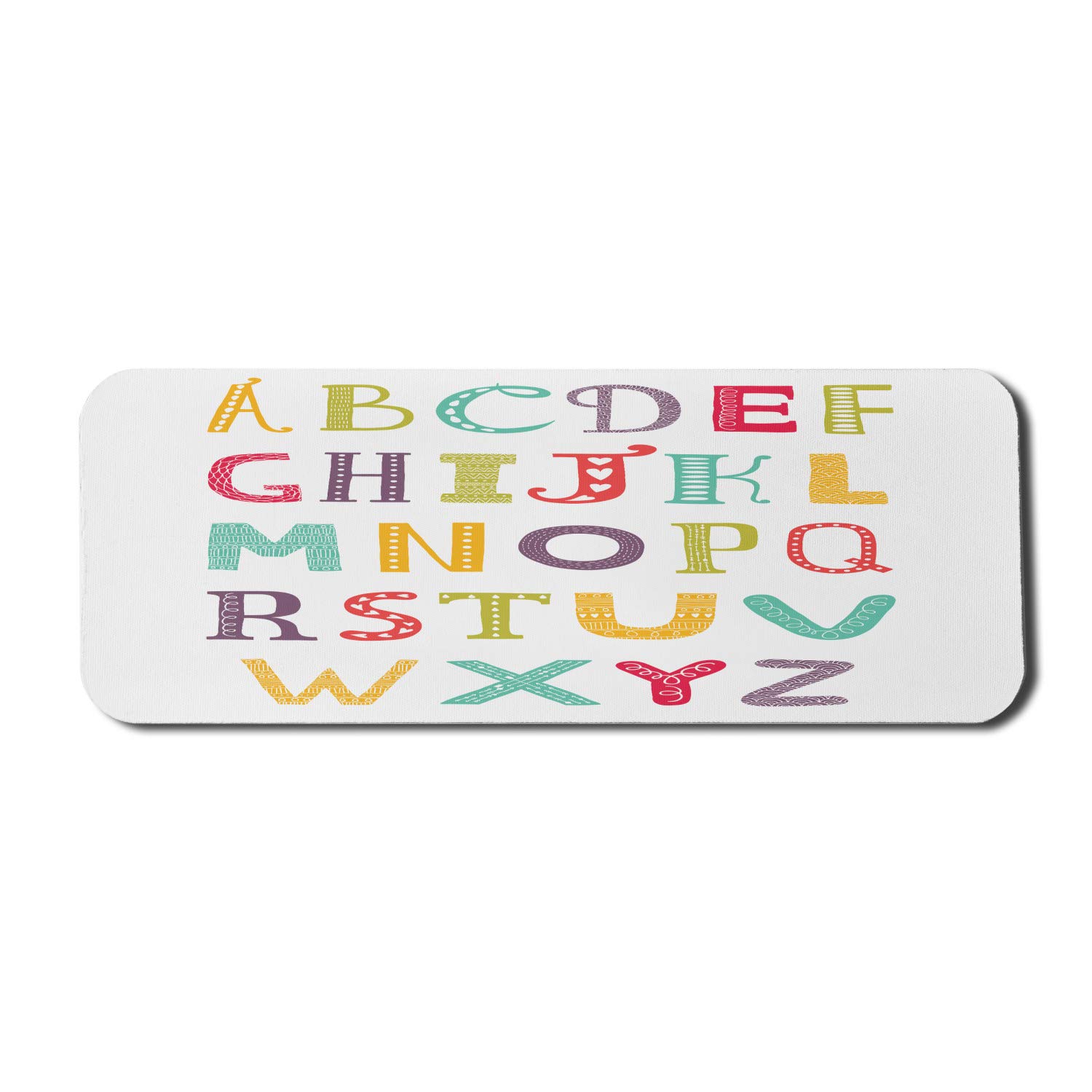 Ambesonne Alphabet Computer Mouse Pad - Colorful Letters Print, Non-Slip Rubber Base, Large 31