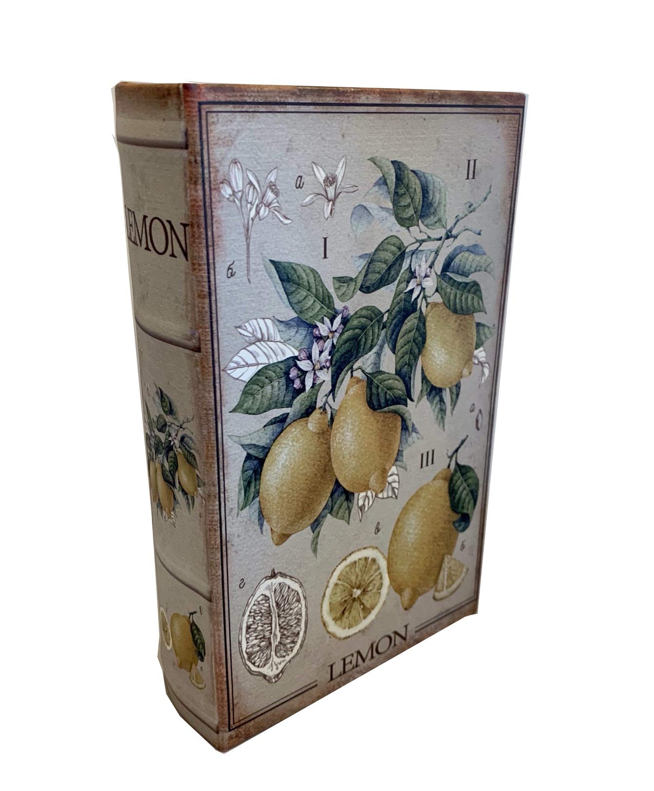 Handmade Leather-Wrapped Wooden Lemon Book Box - Secret Stash Storage for Jewelry, Cash & Keepsakes - Unique Home Decor & Gift for Book Lovers (Perfect for Bedroom, Office & Bookshelf Organization)