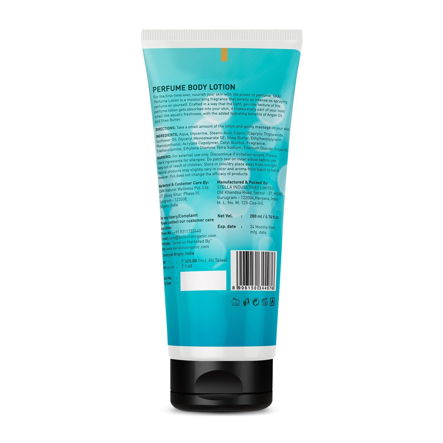 BVita Luxury Skai Aquatic Perfume Body Lotion with Argan Oil & Shea Butter - Deep Hydration for Soft, Supple & Healthy Skin - 200ml - Perfect for Daily Moisturizing After Shower or Before Bed