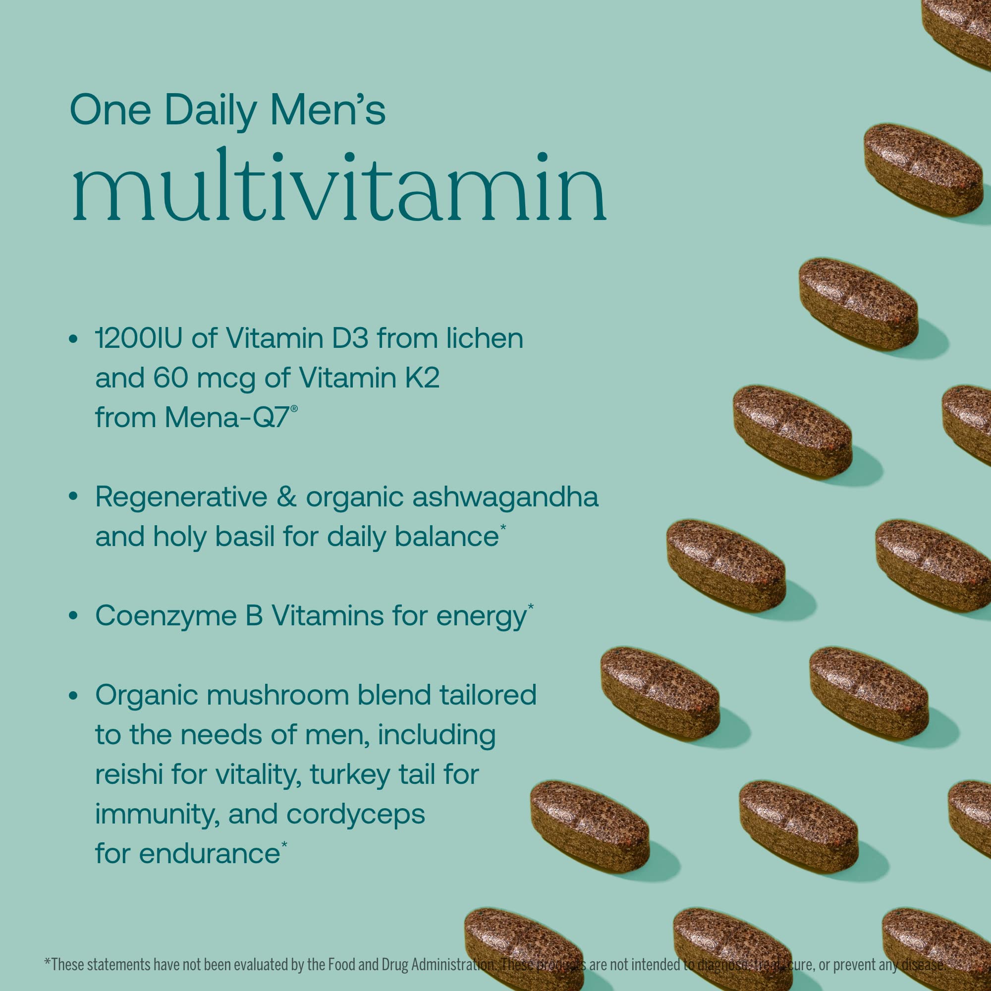 True Grace One Daily Men’s Multivitamin with Fermented Minerals, Organic Adaptogens & Mushrooms - Whole Body Balance for Immune, Endurance, Bone & Heart Support - Non-GMO, Gluten Free, 90 Vegan Tablets - Ideal for Active Men & Fitness Enthusiasts