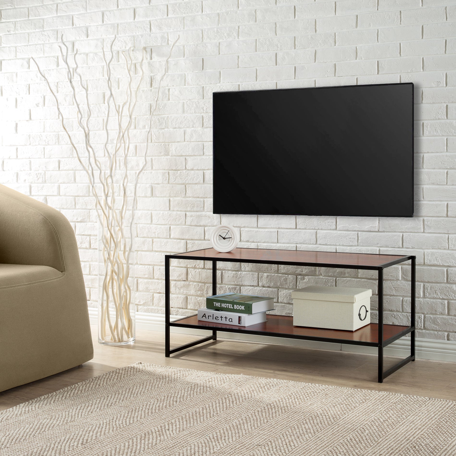 Zinus Modern TV Stand with Storage - Stylish Coffee Table for Living Room, Entertainment Center with Shelves for TV, Books, and Decor