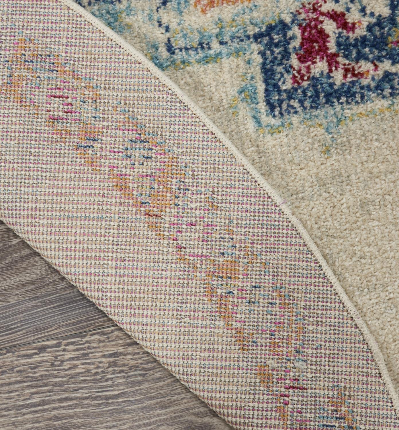Nourison Passion Bohemian Grey/Multi 8' Round Area Rug - Easy Cleaning, Non-Shedding, Soft & Durable - Perfect for Bedroom, Living Room, Dining Room & Kitchen Decor (8' Round) | Boho Chic Home Accent for Cozy Spaces & Modern Interiors