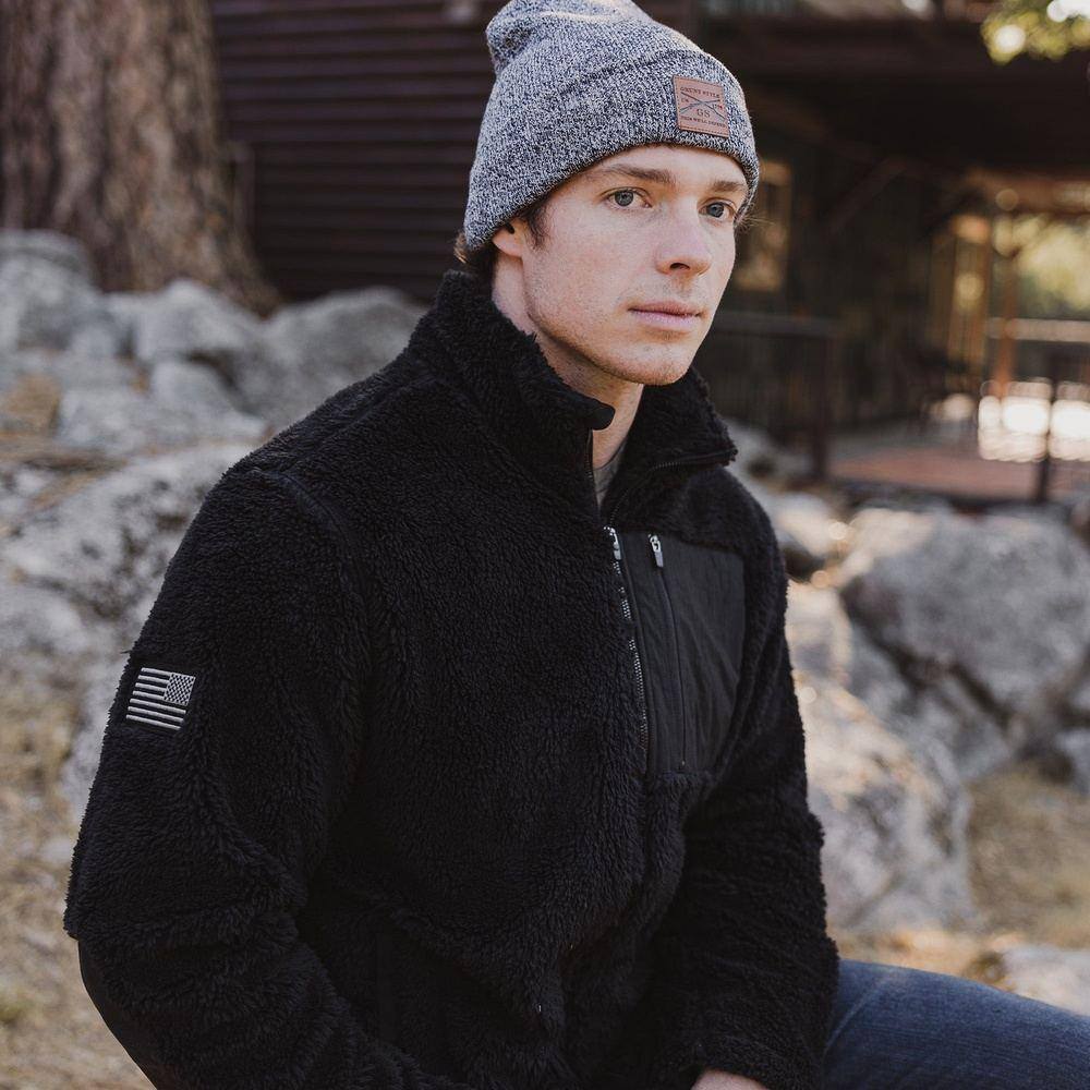Men's Standard Issue Sherpa Fleece Jacket - Warm Winter Coat for Outdoor Activities, Hiking & Casual Wear - Black