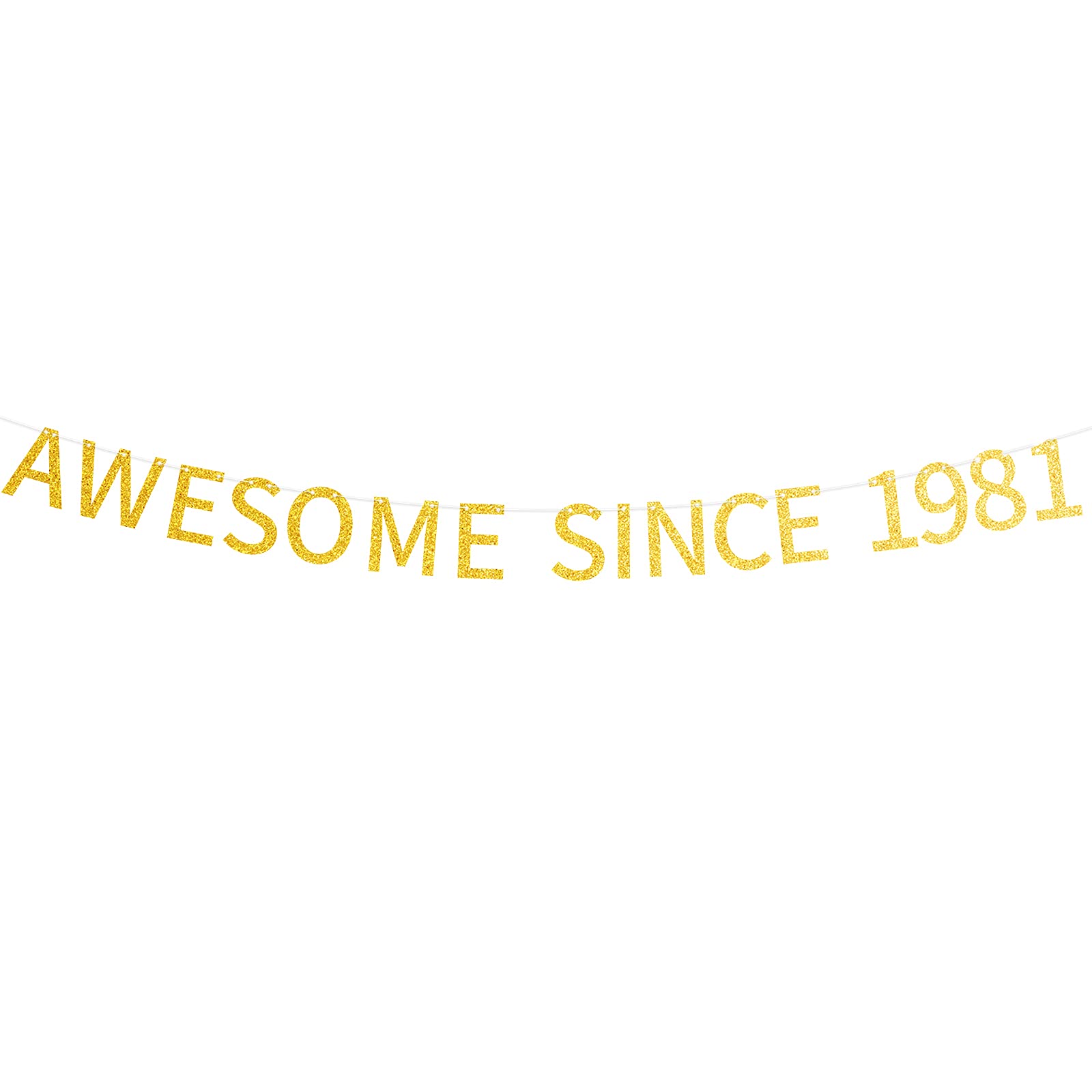 Happy 44th Birthday Banner - Gold Glitter '44' & 'Forty Four' Pre-Strung Party Decor for Men & Women | Anniversary Celebration, Milestone Birthday Party, Office Decorations