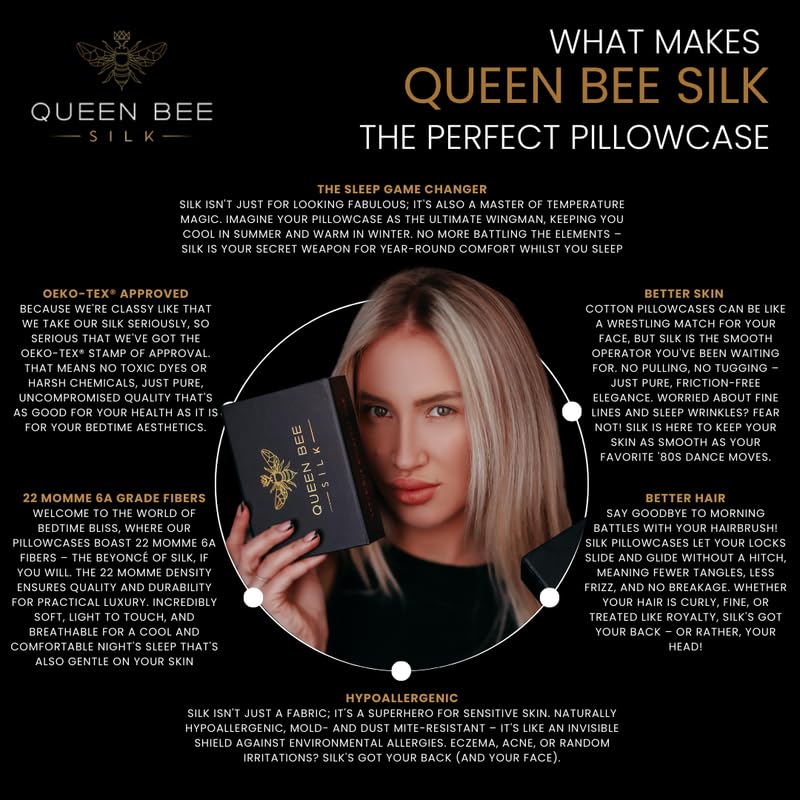 QUEEN BEE SILK - 2 Pack 22 Momme Mulberry Silk Pillowcase for Hair & Skin Care - Charmeuse Weave with Envelope Closure - Queen Size (Pink) - Luxury Bedding for Anti-Frizz & Wrinkle Prevention - Perfect Gift for Women & Bridal Shower
