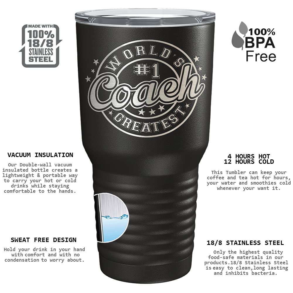 Premium 30 oz Black Matte Stainless Steel Insulated Travel Coffee Mug - Leak Proof Vacuum Insulated Tumbler for Hot & Cold Beverages - Perfect for Commuting, Camping, Office & Outdoor Adventures