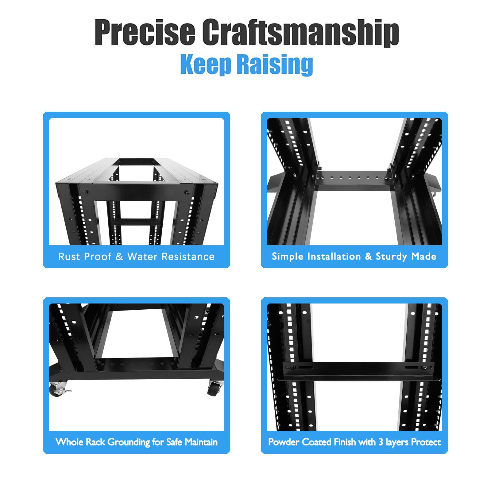 42U 4-Post Open Frame 19-Inch Server Rack - Heavy Duty Steel & Aluminum Audio Equipment Rack (31-Inch Depth, UL Certified) - Perfect for Data Centers, Home Studios, and Network Installations