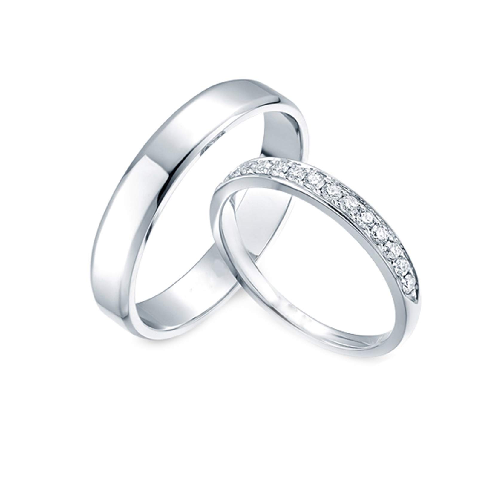 Daesar Platinum Rings for Men & Women - Unique Engagement & Anniversary Ring Set with Round Diamond - Elegant White Gold Wedding Band for Couples - Perfect for Proposals, Weddings & Special Occasions