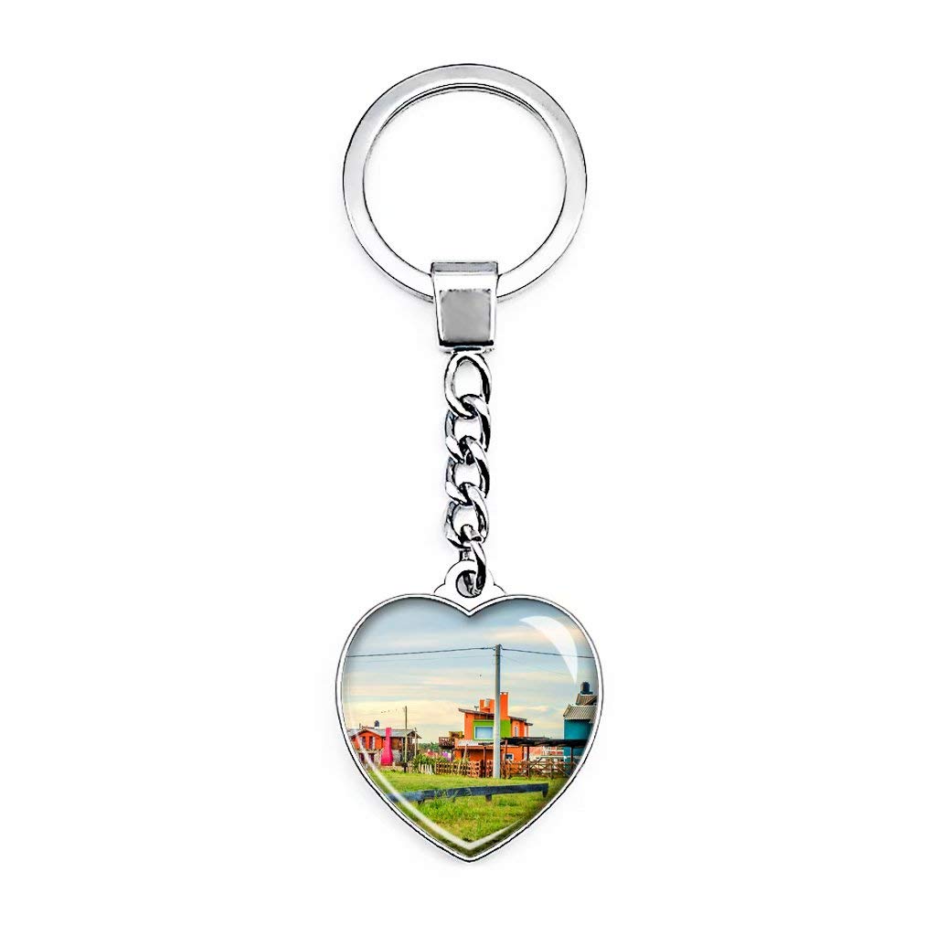 Santa Clara Del Mar Argentina Double-Sided Heart Crystal Keychain - Unique Travel Souvenir & Gift for Couples, Friends - Perfect for Keys, Bags, Travel Accessories