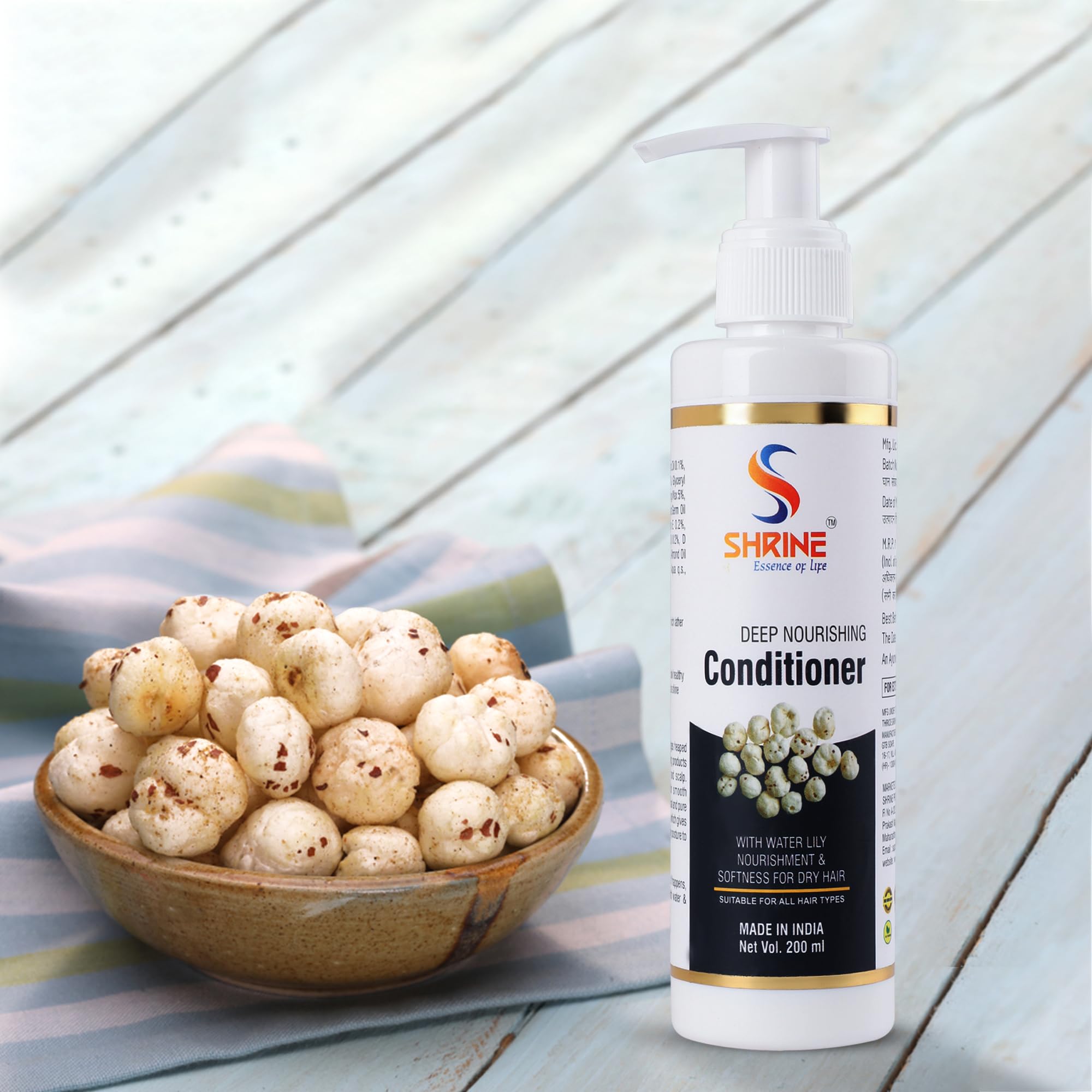 SHRINE Hair Conditioner with Water Lily Serum - Biotin & Silk Protein for Silky Smooth Hair - Deeply Moisturizes Dry Frizzy Hair - 200ml - Perfect for Daily Hair Care & Salon-Quality Results at Home