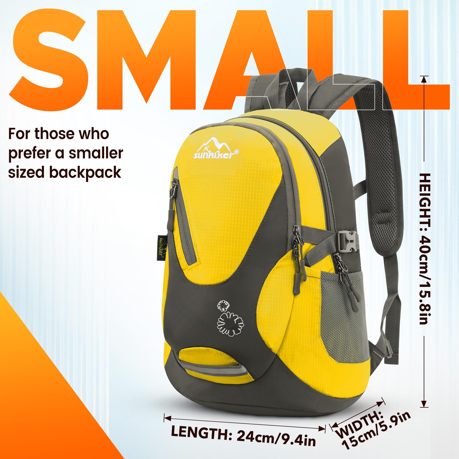 Sunhiker Small Cycling Hiking Backpack - Water Resistant Lightweight Daypack for Outdoor Travel & Commuting - Perfect for Biking, Hiking, Camping & Daily Use (Model M0714)