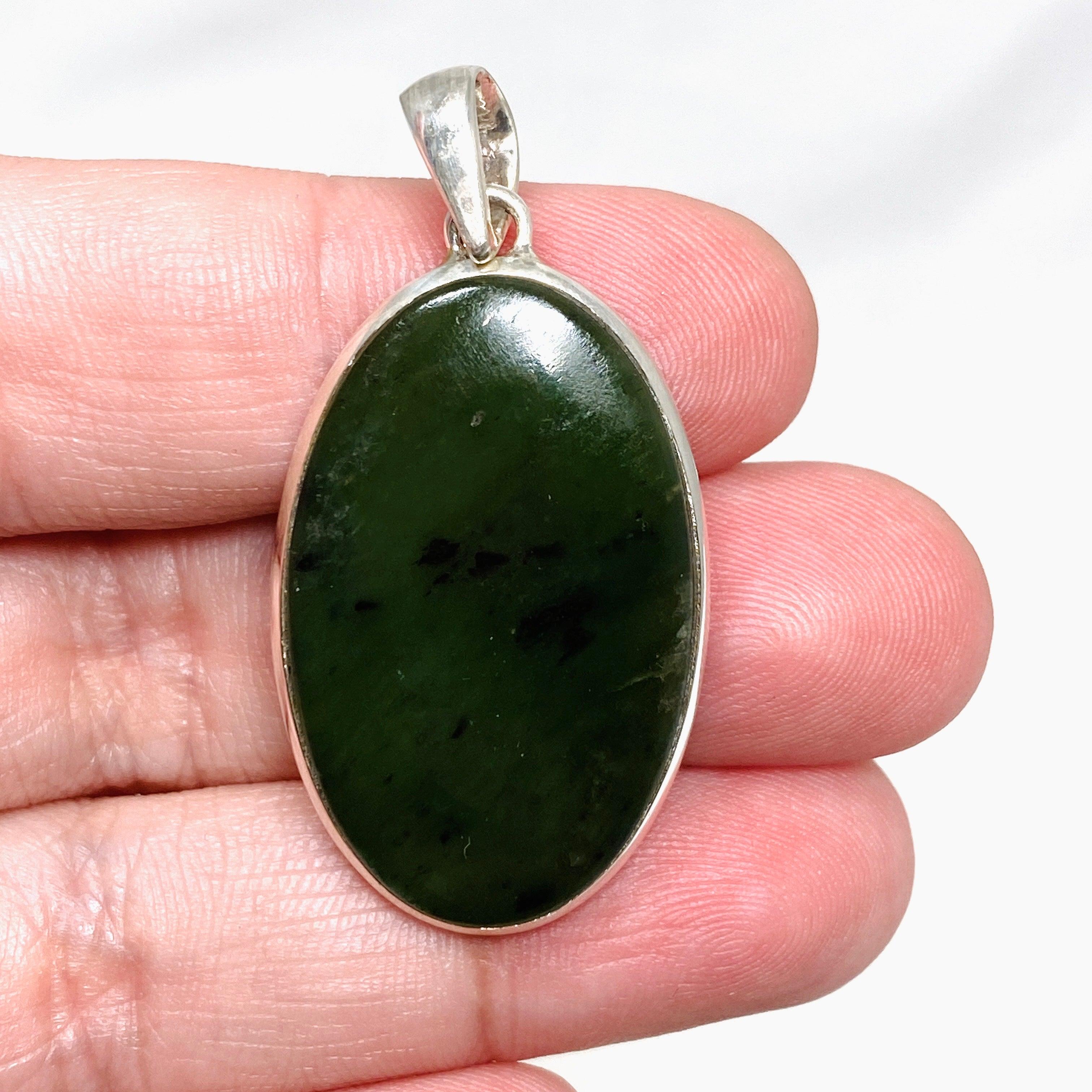 Natural Siberian Jade Nephrite Oval Pendant Necklace - Handcrafted Gemstone Jewelry for Women - Perfect for Meditation, Healing & Spiritual Gifts