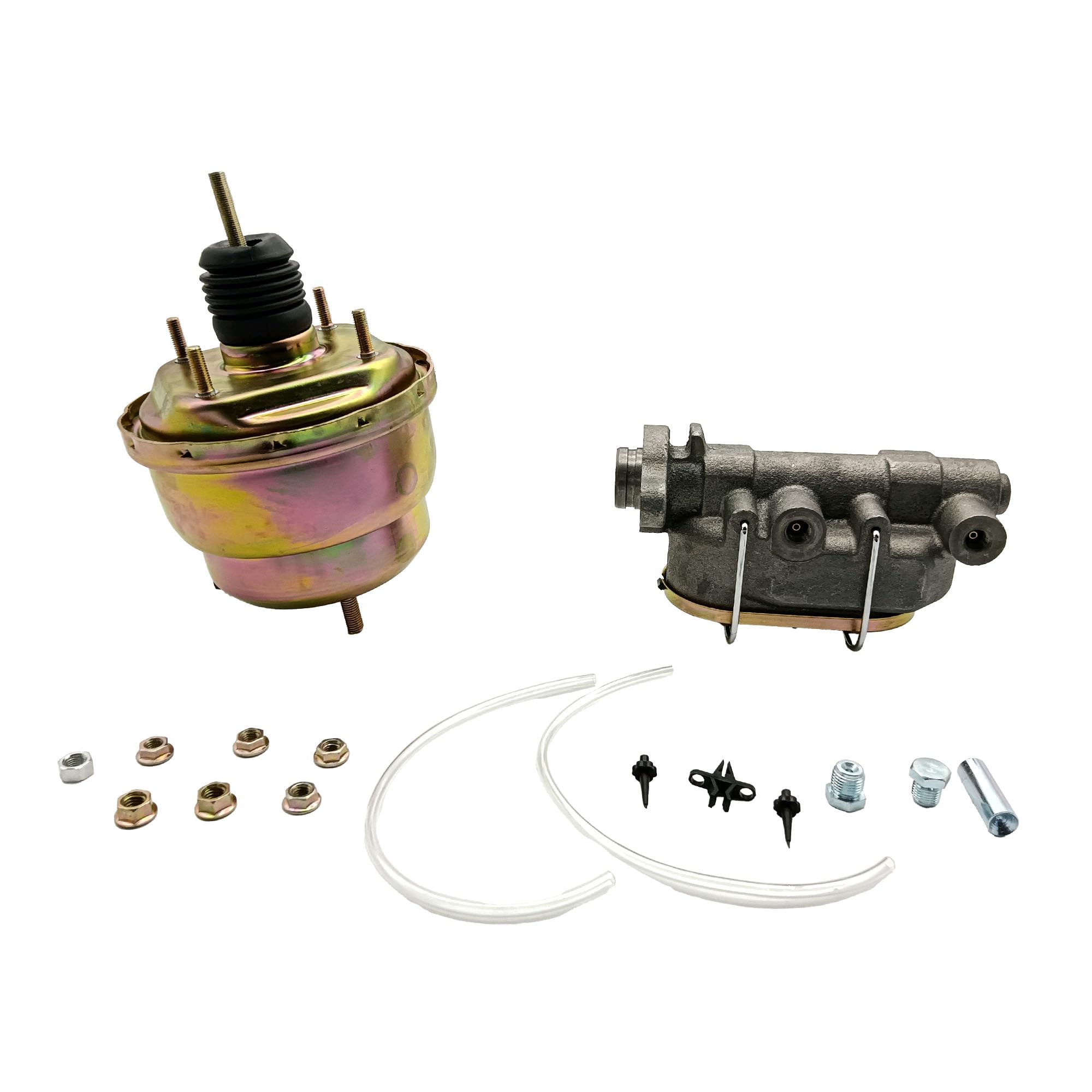 7 Inch Zinc Dual Power Brake Booster Kit with 1 Inch Bore Bail Top Master Cylinder - Universal Booster Conversion Kit RSRB03123 for Classic Cars & Hot Rods - Improve Braking Performance for Safer Driving