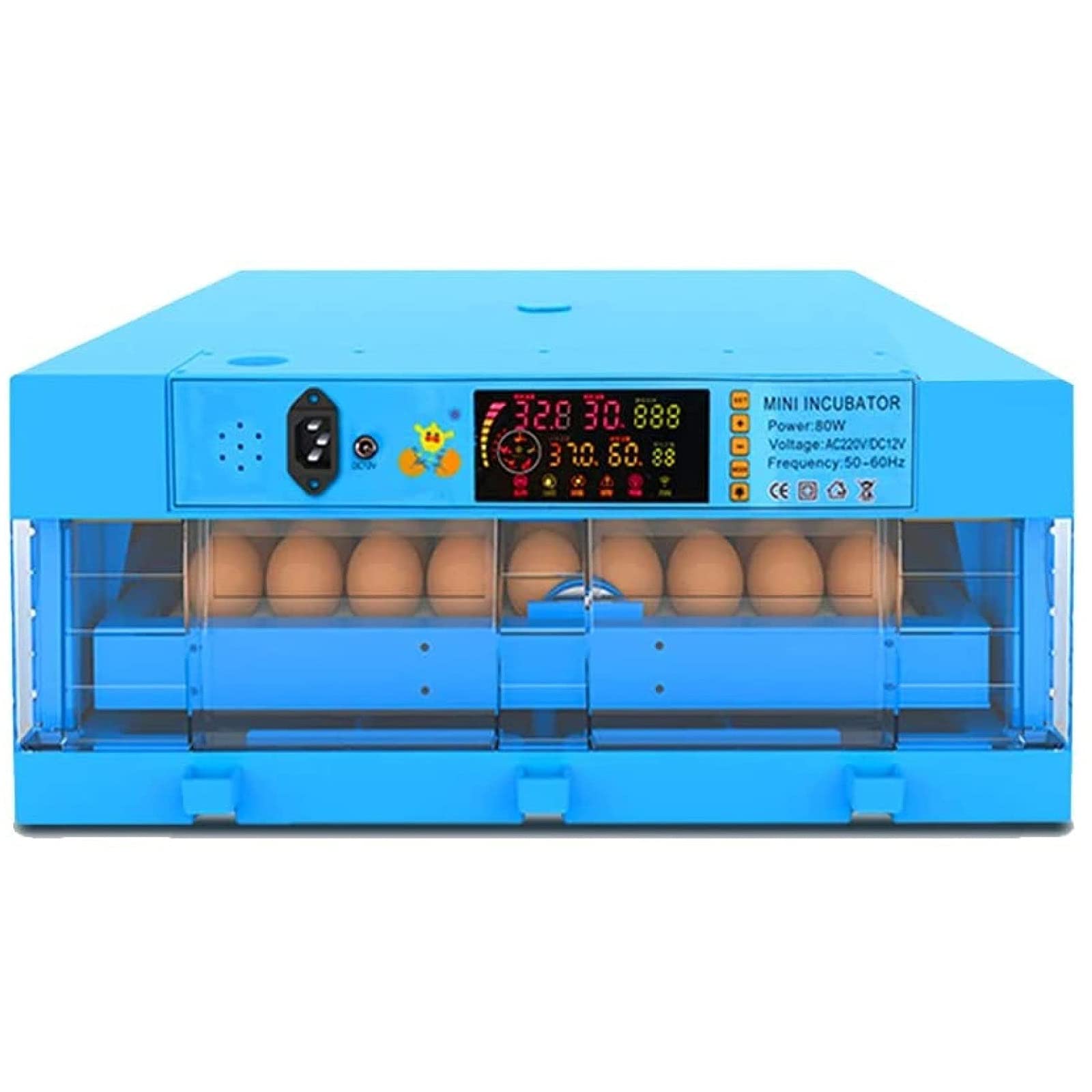 Automatic 64 Egg Incubator with Smart Temperature & Humidity Control - Auto Egg Turner & LED Candler for Hatching Chicken, Duck, Goose, Turkey Eggs - Perfect for Poultry Farming, Home Hatchery & Educational Use