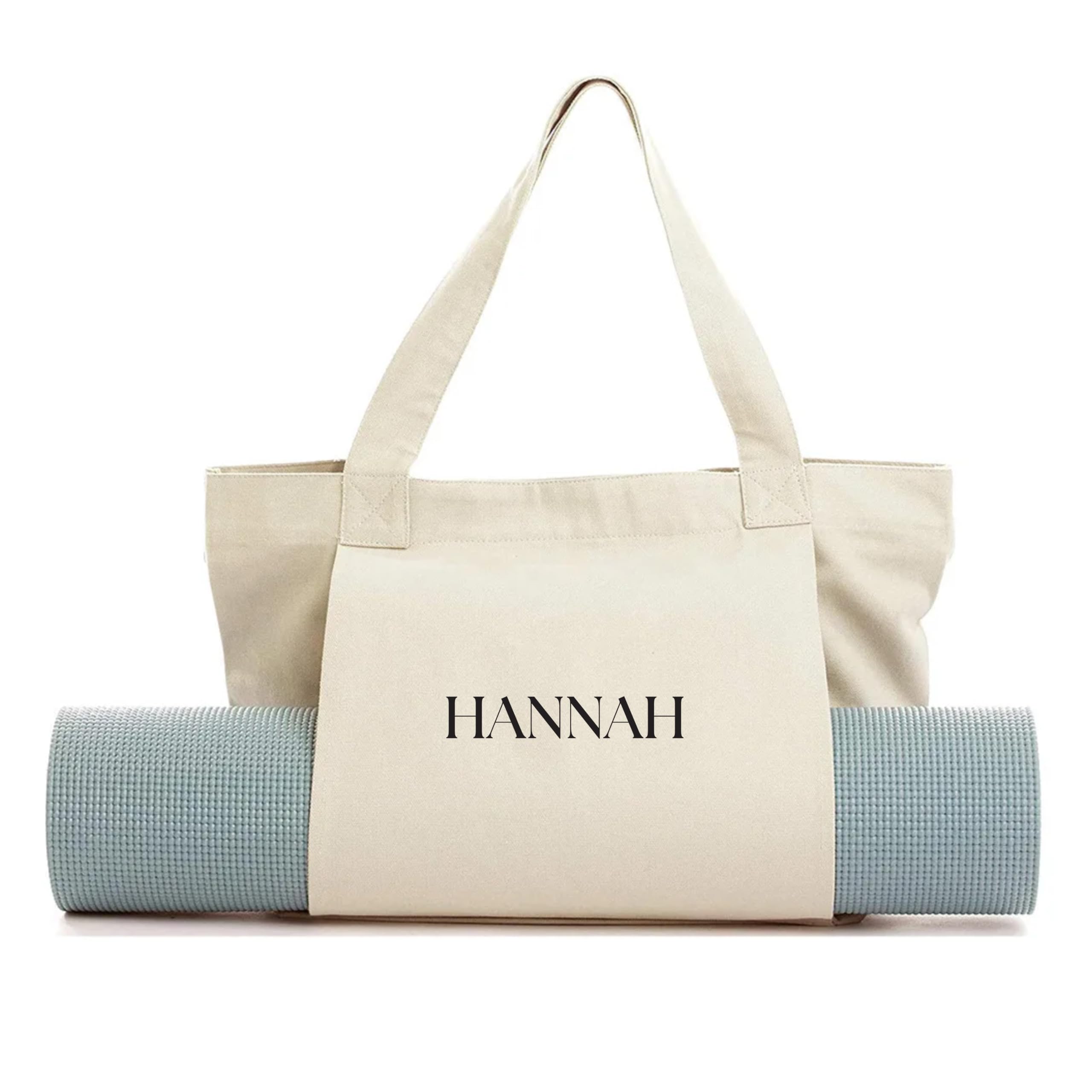 Custom Printed Canvas Tote Bag with Yoga Mat Holder - Reusable Shopping & Gym Bag for Yoga, Pilates, Beach, Travel & Workout - Perfect for Fitness Enthusiasts & Eco-Friendly Lifestyle