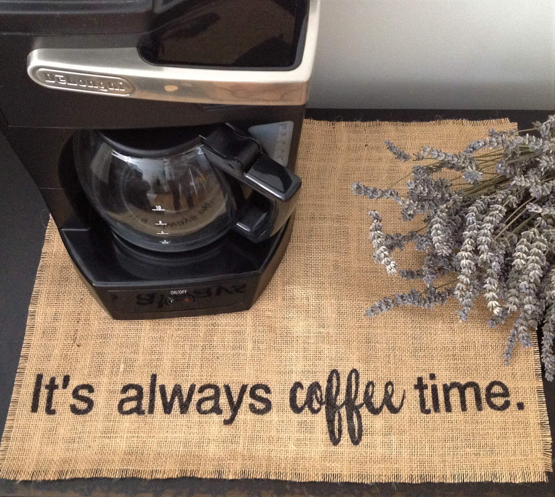 Rustic Burlap Coffee Mat for Keurig - Farmhouse Decor for Coffee Lovers & Gifts