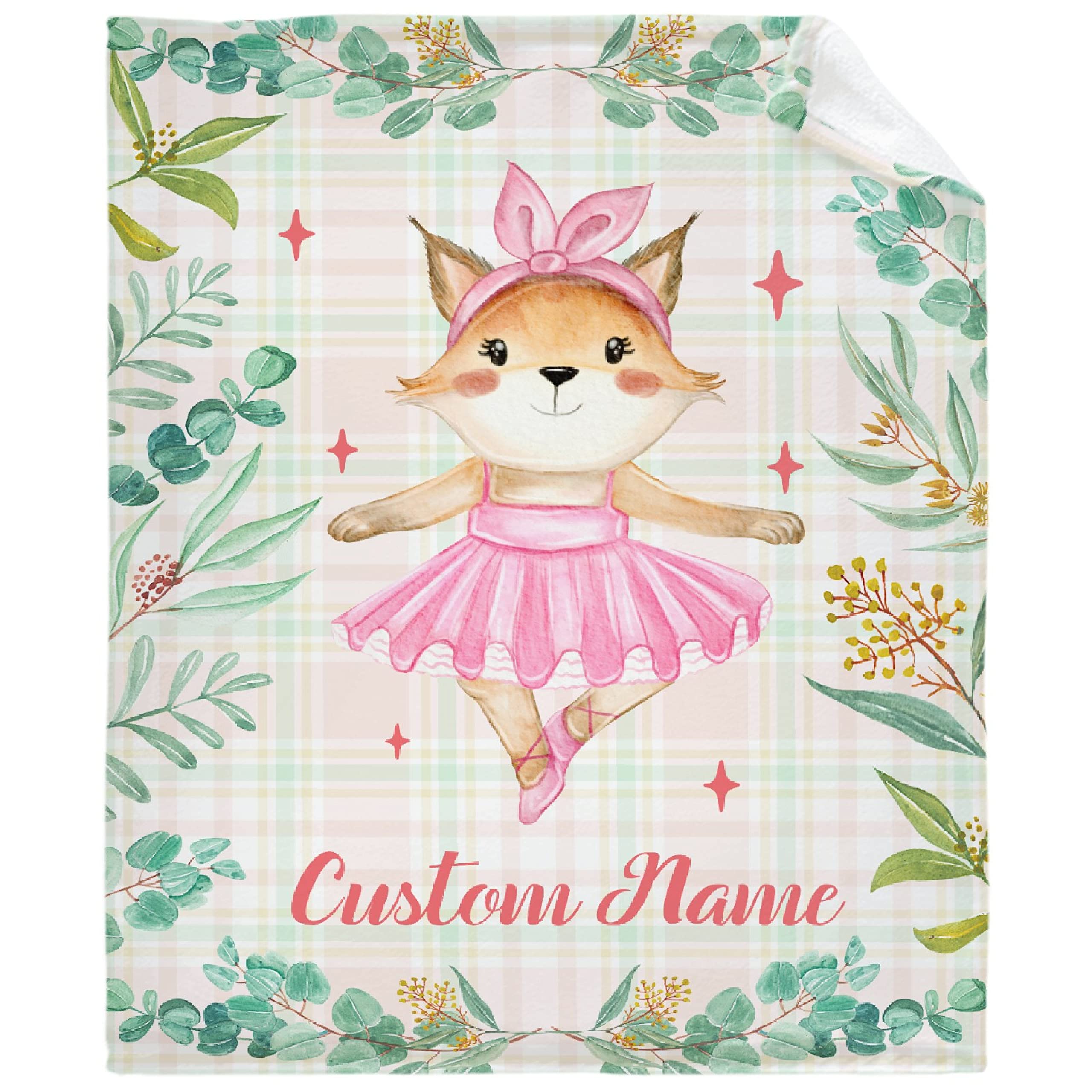 Personalized Baby Blankets for Girls & Boys - Custom Name Embroidered Fox Design - Soft Cozy Fleece Throw Blanket for Newborns - XL Size Baby Shower Gift & Nursery Essential - Perfect for Cuddling, Swaddling & Family Photo Props