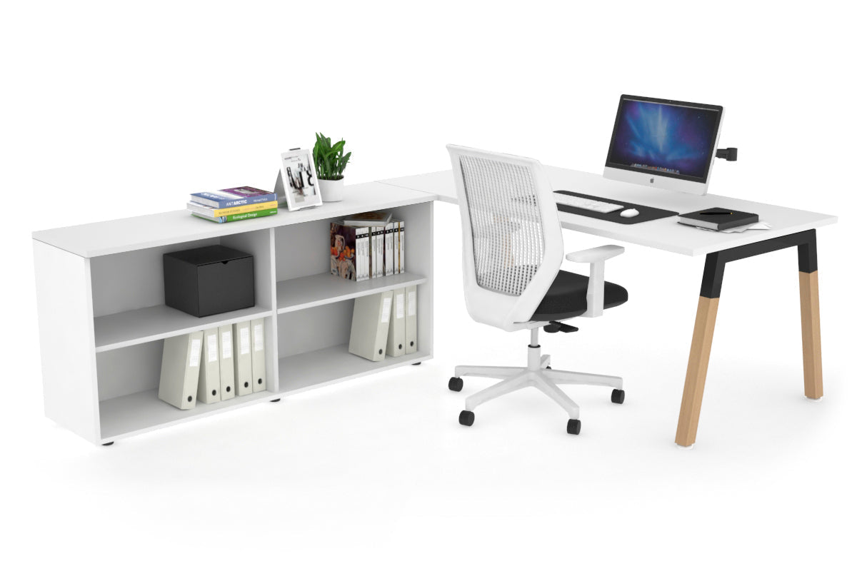 Premium Quadro A Legs Executive Desk with Wooden Legs & Black Cross Beam - 1600L x 700W - Perfect for Home Office, Conference Rooms & Executive Workspaces