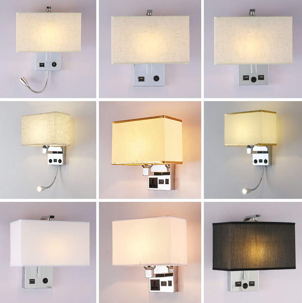 Modern Minimalist LED Wall Lamp with USB Charging - Fabric Bedside Sconce for Bedroom, Living Room, Hotel & Restaurant Decor - Soft Ambient Lighting for Relaxation & Reading