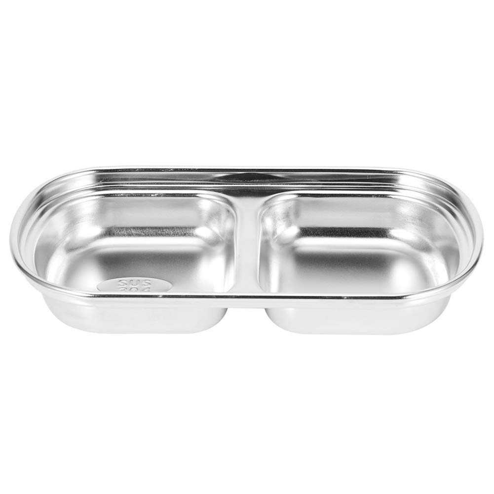 Silver Vinegar Dish - Portable 2-Grid Sauce Dish for Snacks & Appetizers | Party & Restaurant Use
