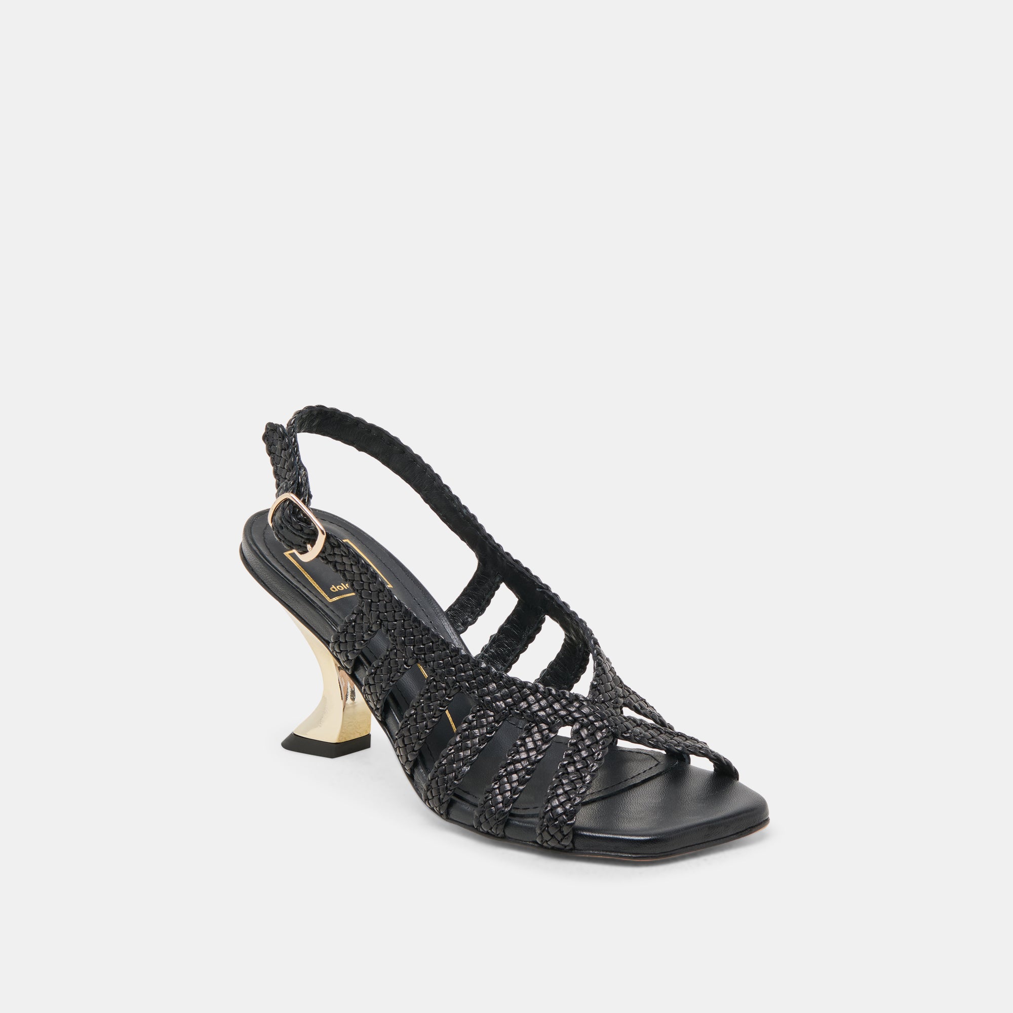 SICILY Women's Black Woven Leather High Heels - Elegant Dress Shoes for Party, Wedding & Evening Occasions