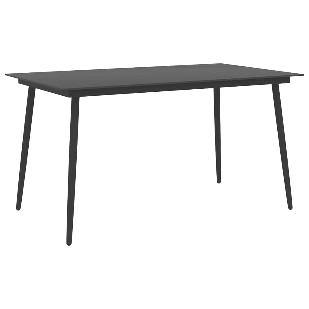 Black Steel and Glass Patio Dining Table 59.1