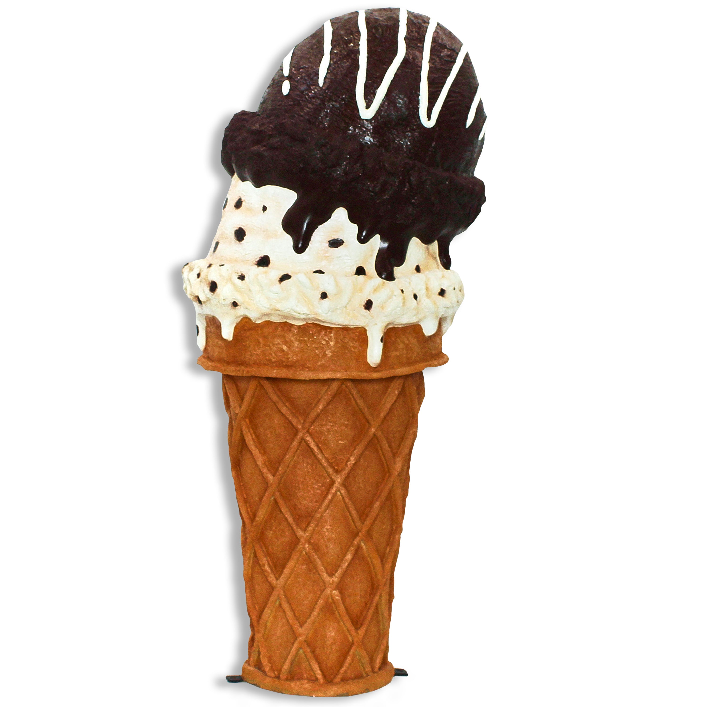 4' Double Scoop Chocolate & Cookie Dough Ice Cream Cone - Perfect for Parties, Desserts & Summer Treats