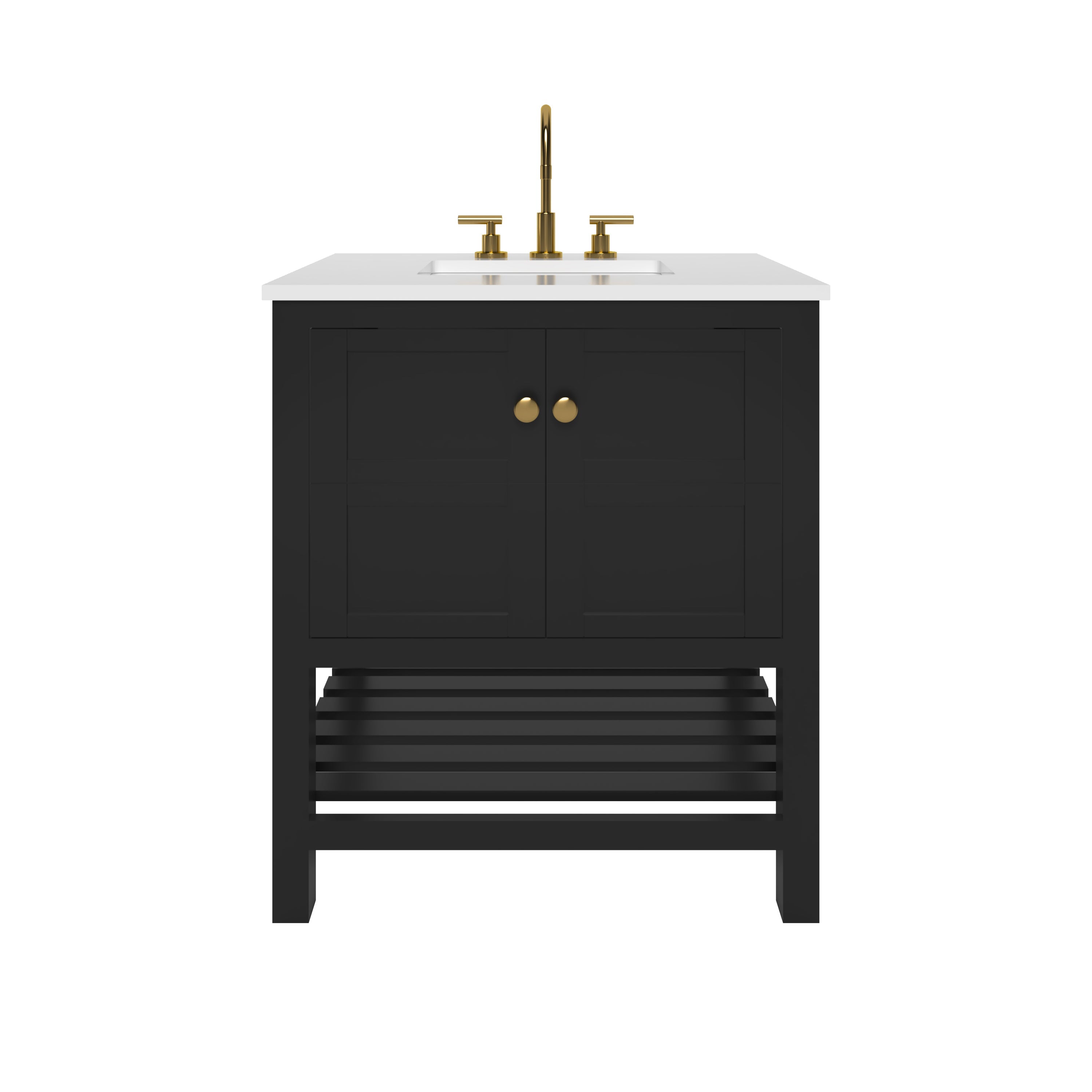 29.5 Inch Black Bathroom Vanity Cabinet Only - Nearmé Dallas Modern Sink Base for Bathroom Remodel & Home Upgrade