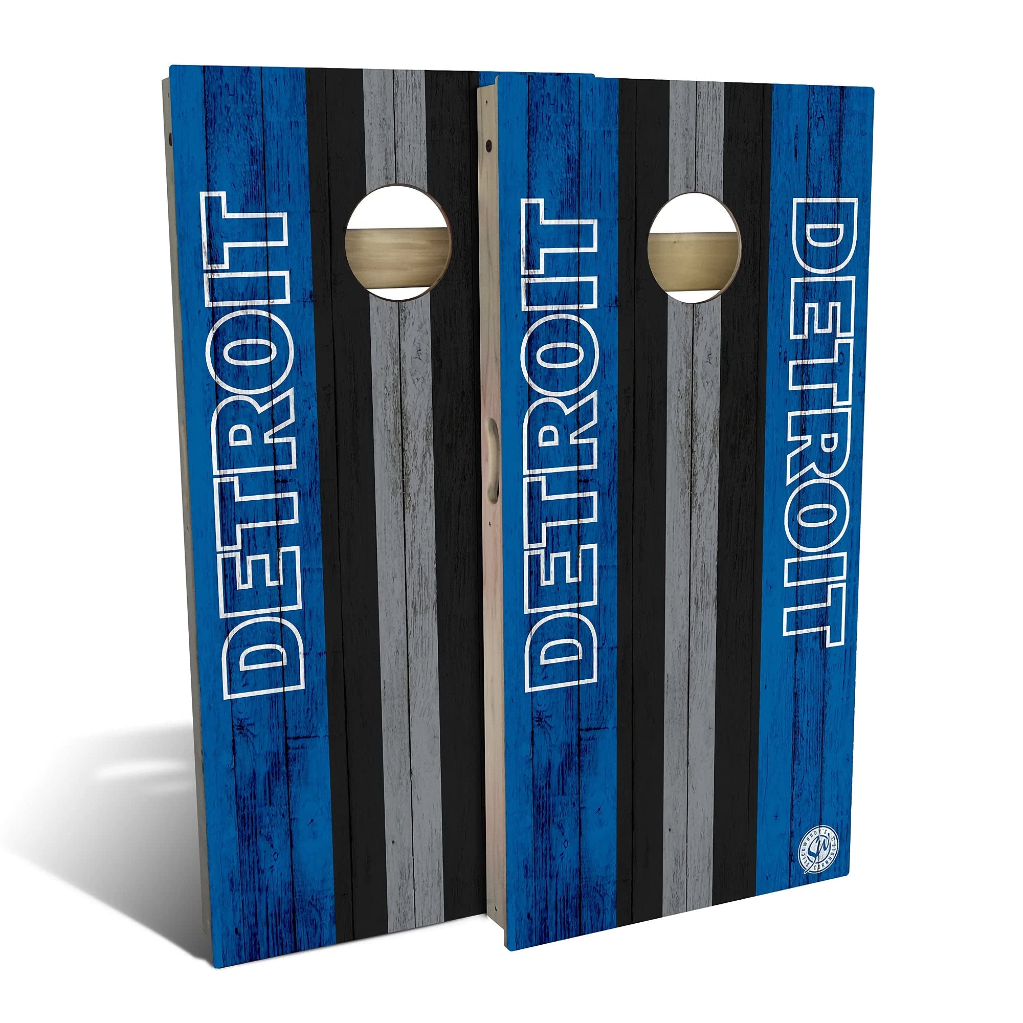 Detroit City Themed Cornhole Game Set - 2 Premium Wooden Boards & 8 Bean Bags - Multiple Sizes & Accessories Included - Perfect for Backyard BBQs, Tailgating, and Outdoor Parties