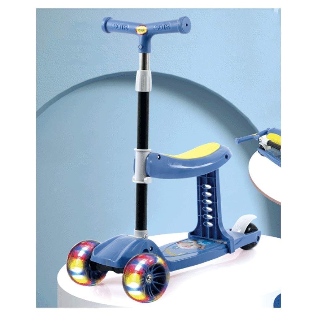 Best 3-in-1 Kids Scooter - Deluxe Aluminum 3-Wheel Sit & Stand Scooter for Toddlers with Kick-to-Go, Lean-to-Turn & Step Brake System | Perfect for Outdoor Play, Park Rides & Neighborhood Adventures (Blue)