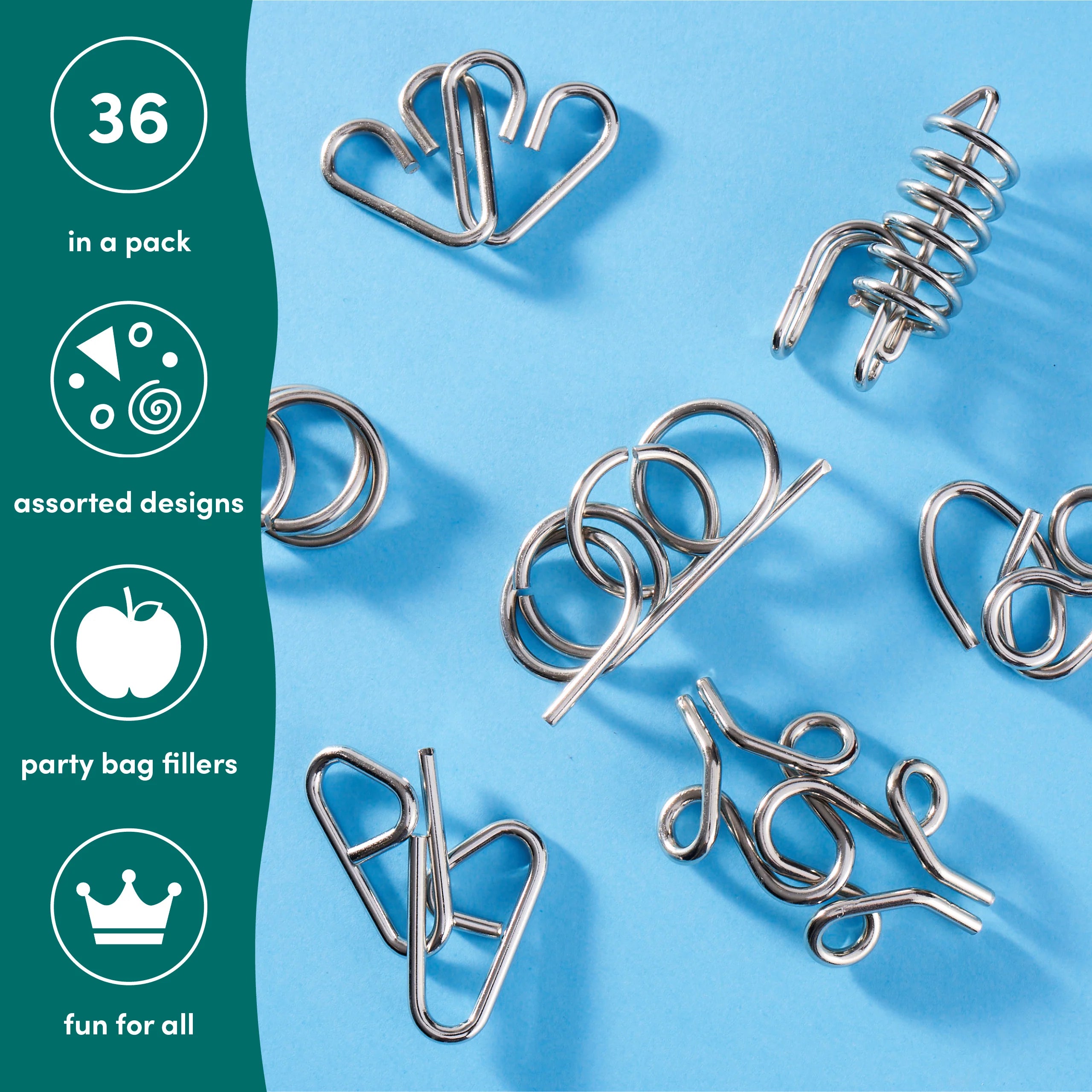 PT206 Tub It Toys - 36 Pack Metal Brain Teaser Puzzles for Adults & Kids - Perfect for Travel, Parties & Stress Relief