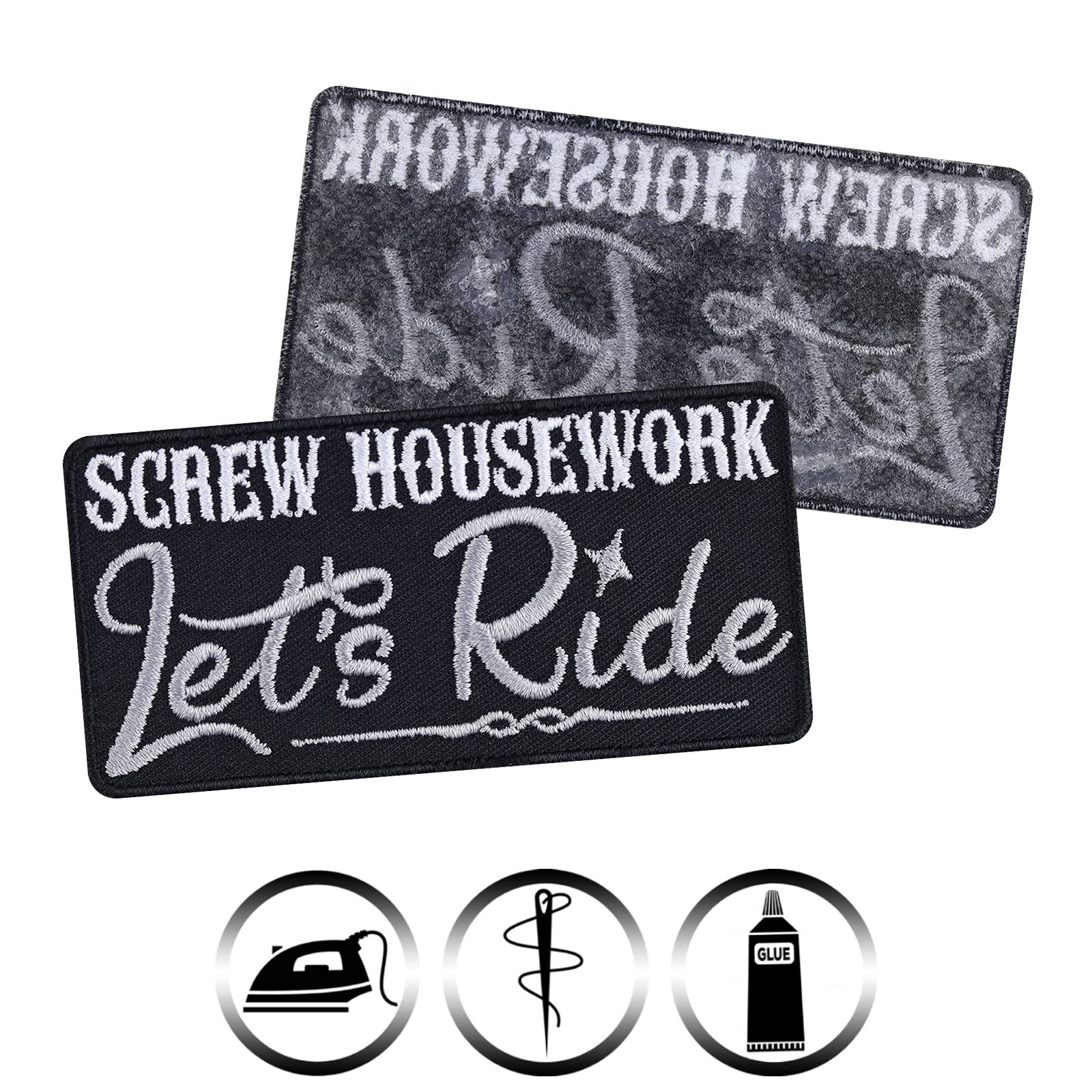 Lady Biker Iron-On & Sew-On Embroidered Patches 3.54x1.77in - Motorcycle Gear for Jackets, Jeans, Bags & Cases - Perfect for Women Riders & Biker Fashion Accessories