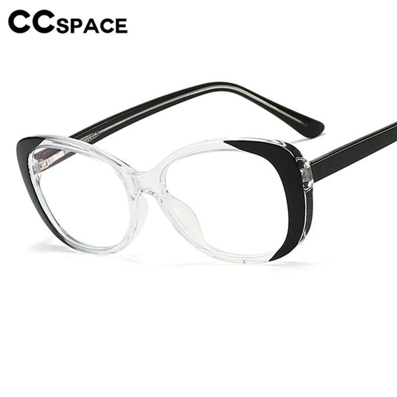 CCspace Women's Full Rim Small Oval Polycarbonate Eyeglasses Frame 301422 - Lightweight & Durable for Work, Reading & Everyday Use