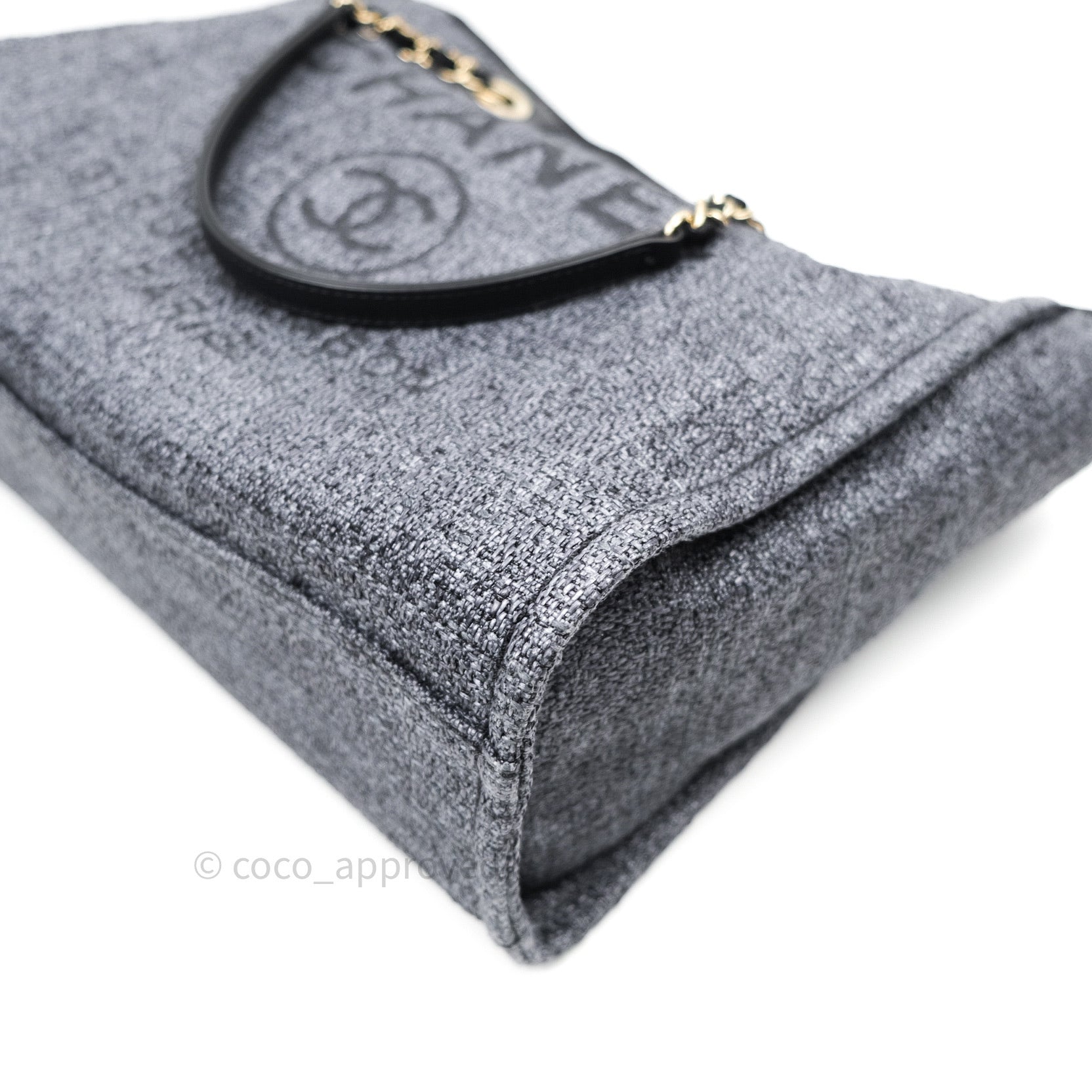 Chanel Canvas Deauville Medium Tote Bag in Charcoal Grey - Luxury Designer Handbag for Women, Perfect for Work, Travel & Everyday Use