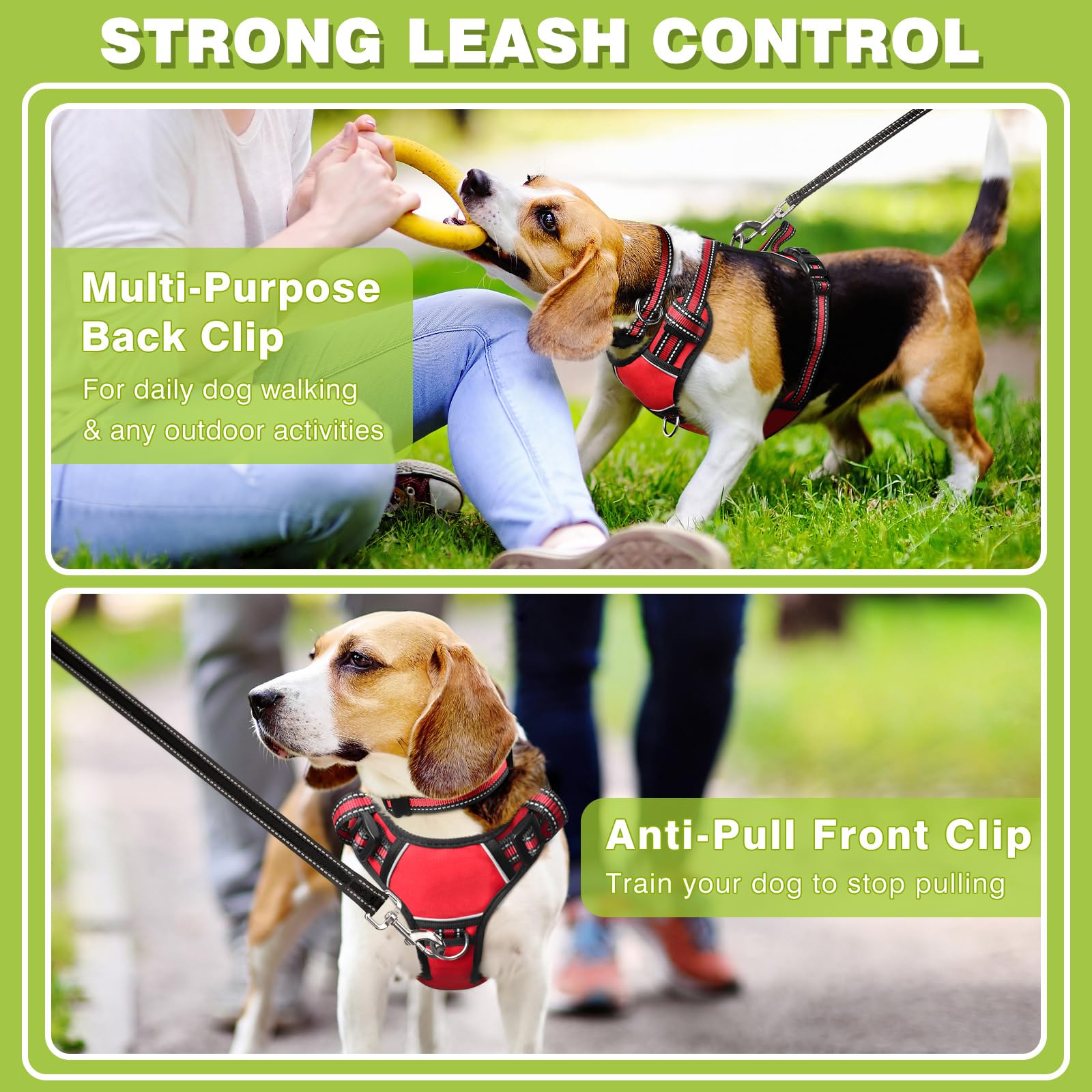 WINSEE No Pull Dog Harness - Adjustable Reflective Pet Vest with Front/Back Leash Clips for Small Medium Large XL Dogs - Comfortable Walking Control Handle for Outdoor Adventures, Jogging & Training