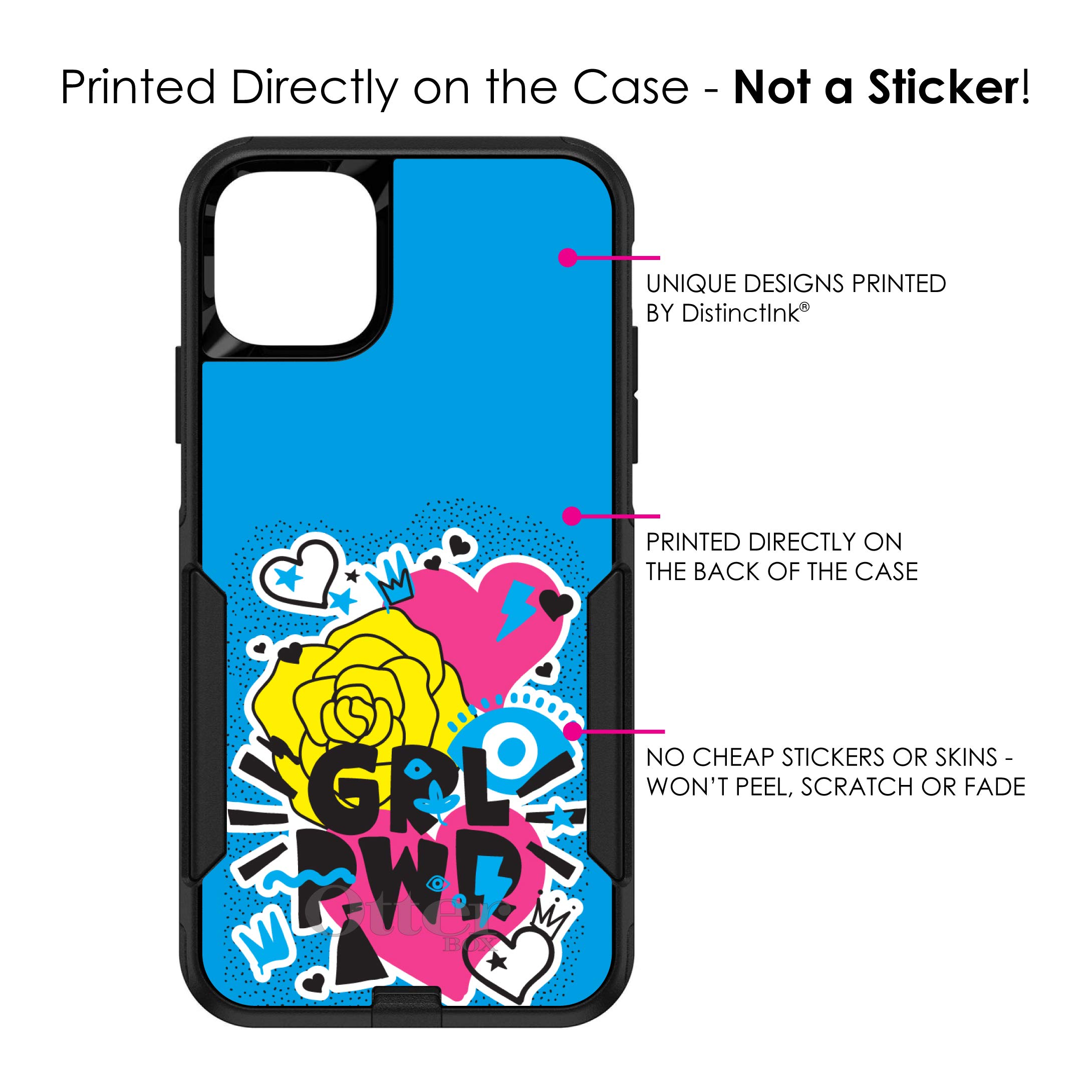 DistinctInk iPhone 11 Case (6.1 Inch) - Shockproof Protective Cover with Custom Girl Power Design - Blue Pink Yellow - Perfect Replacement for OtterBox Commuter - Ideal for School, Work & Everyday Use